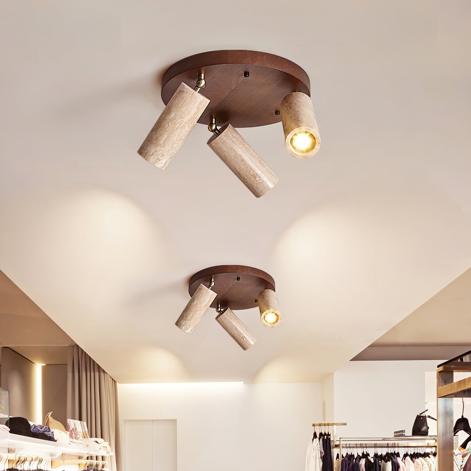Zevenion Multi-Arm Travertine Ceiling Light - Neutralighting