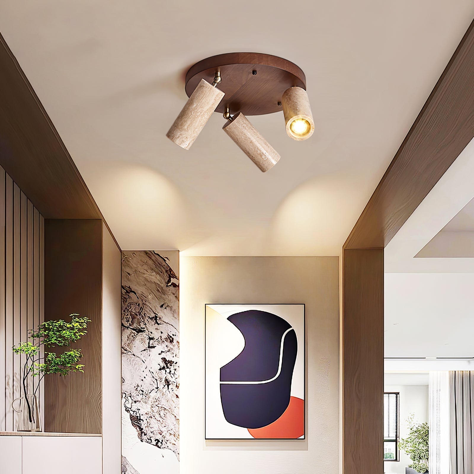 Zevenion Multi-Arm Travertine Ceiling Light - Neutralighting