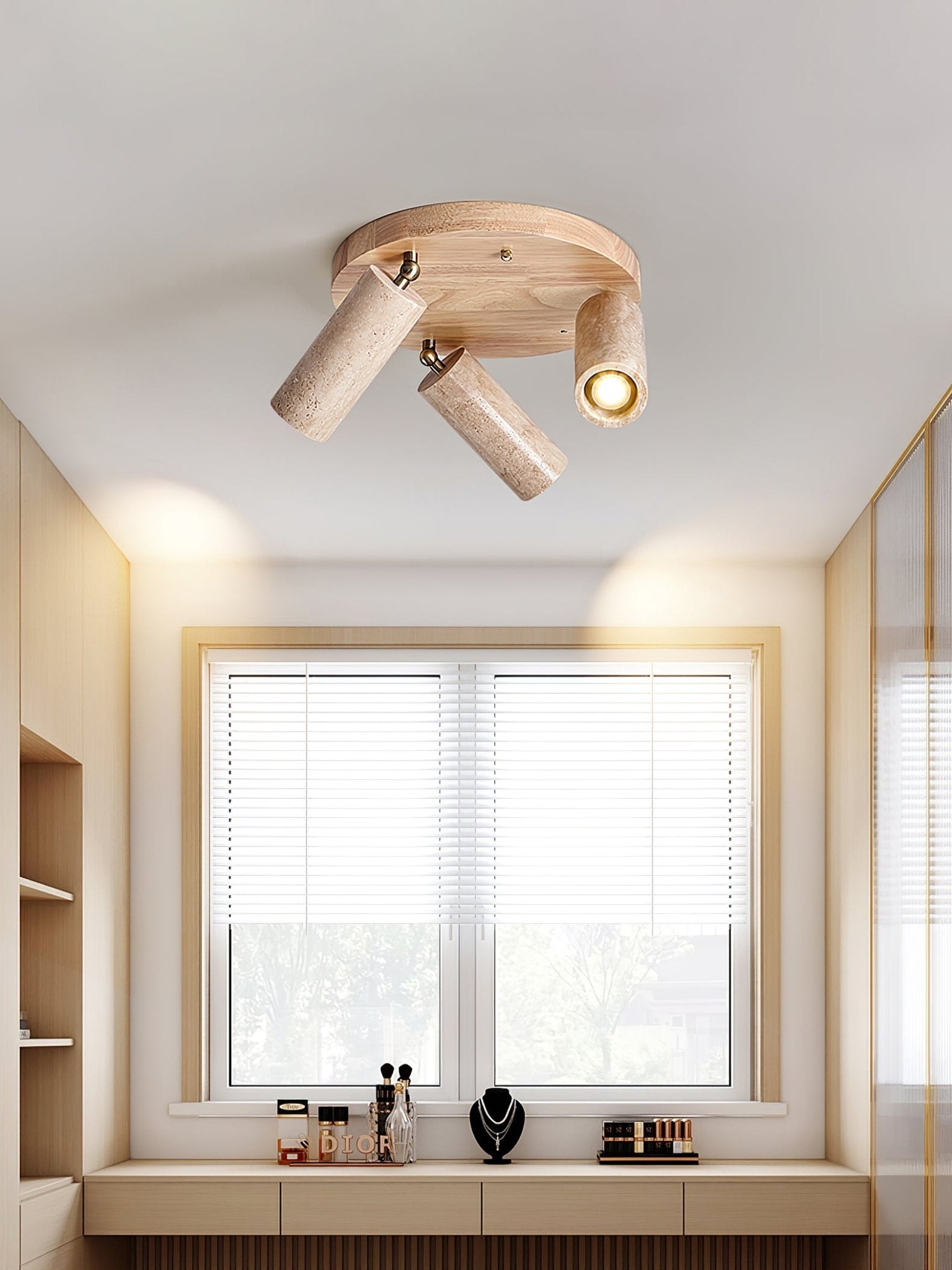 Zevenion Multi-Arm Travertine Ceiling Light - Neutralighting