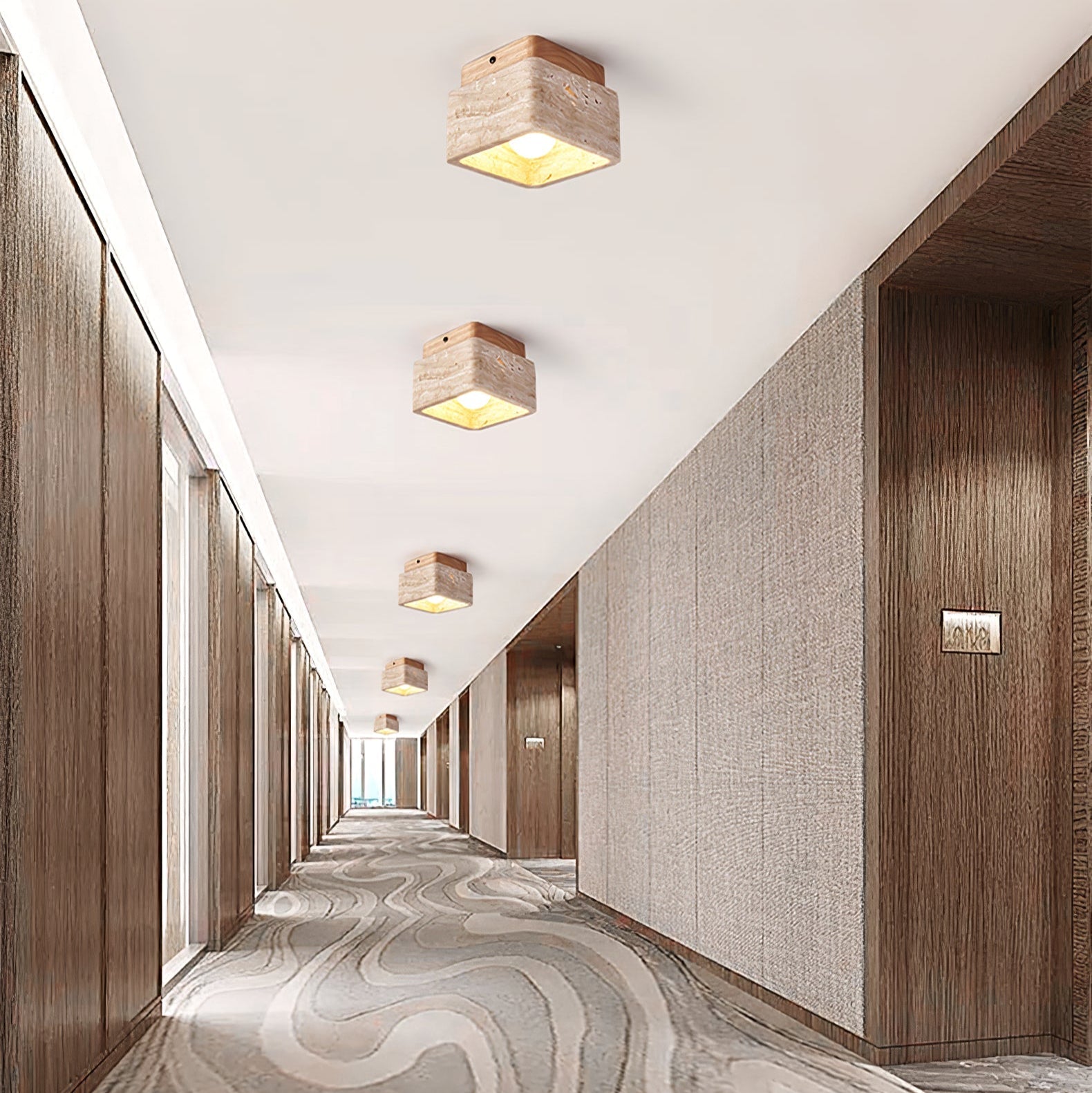 Alaearis Textured Travertine Ceiling Light - Neutralighting