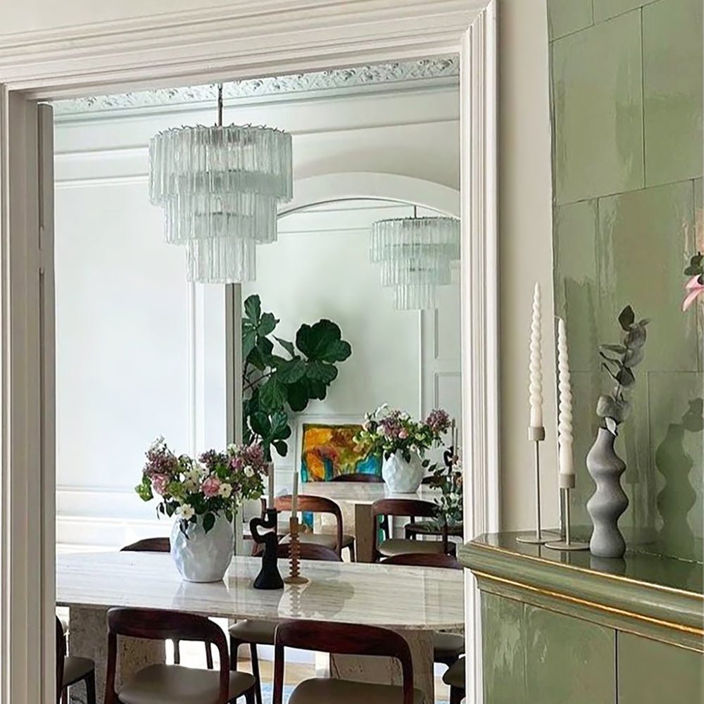 Aurora Chandelier Tiered Murano Glass Tube Waterfall Luxury
