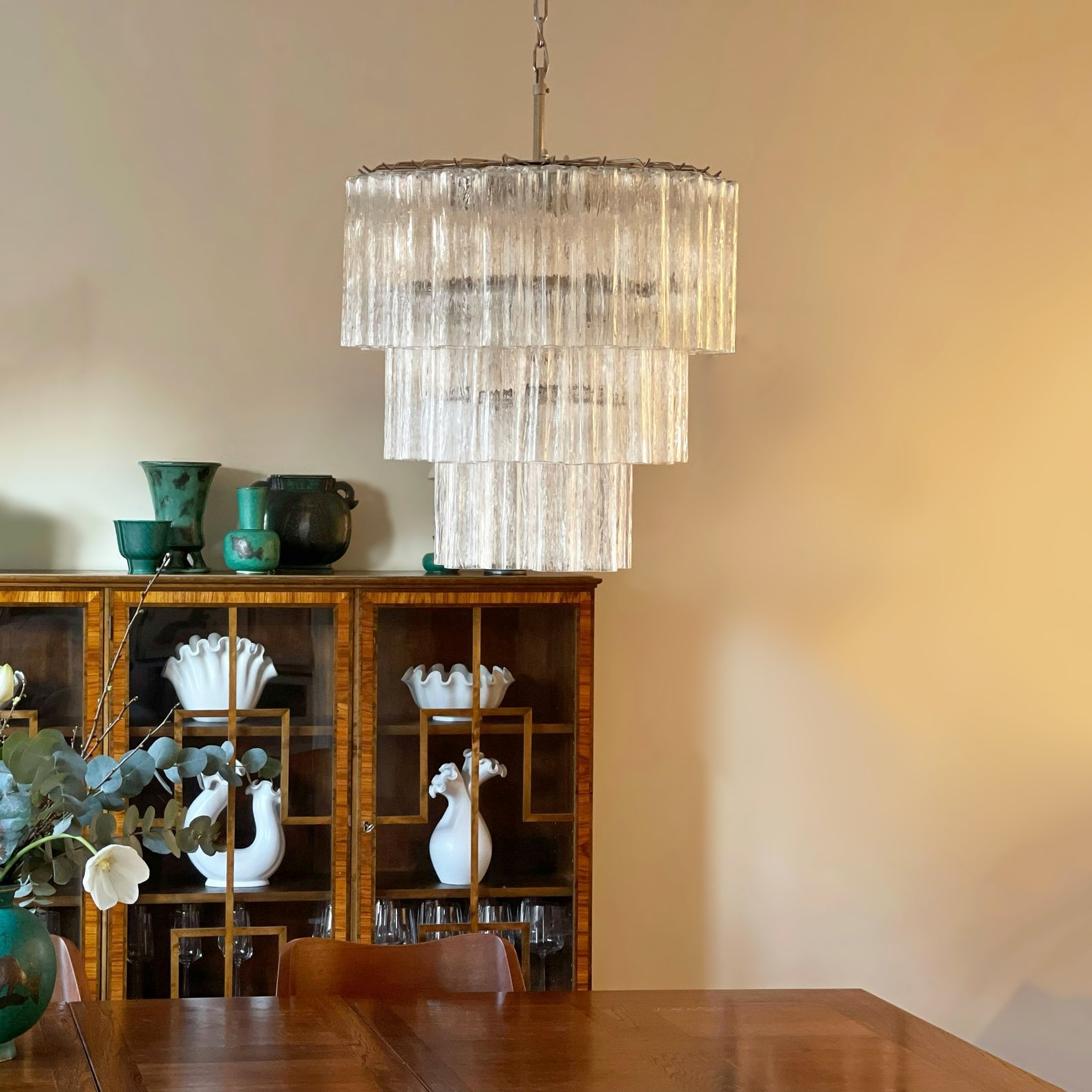 Aurora Chandelier Tiered Murano Glass Tube Waterfall Luxury