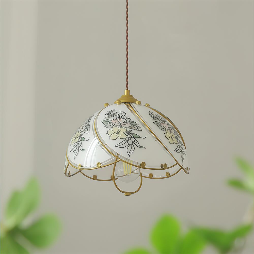 Pendant Lamp Glass Petal Shade Metal Frame Vintage - Neutralighting