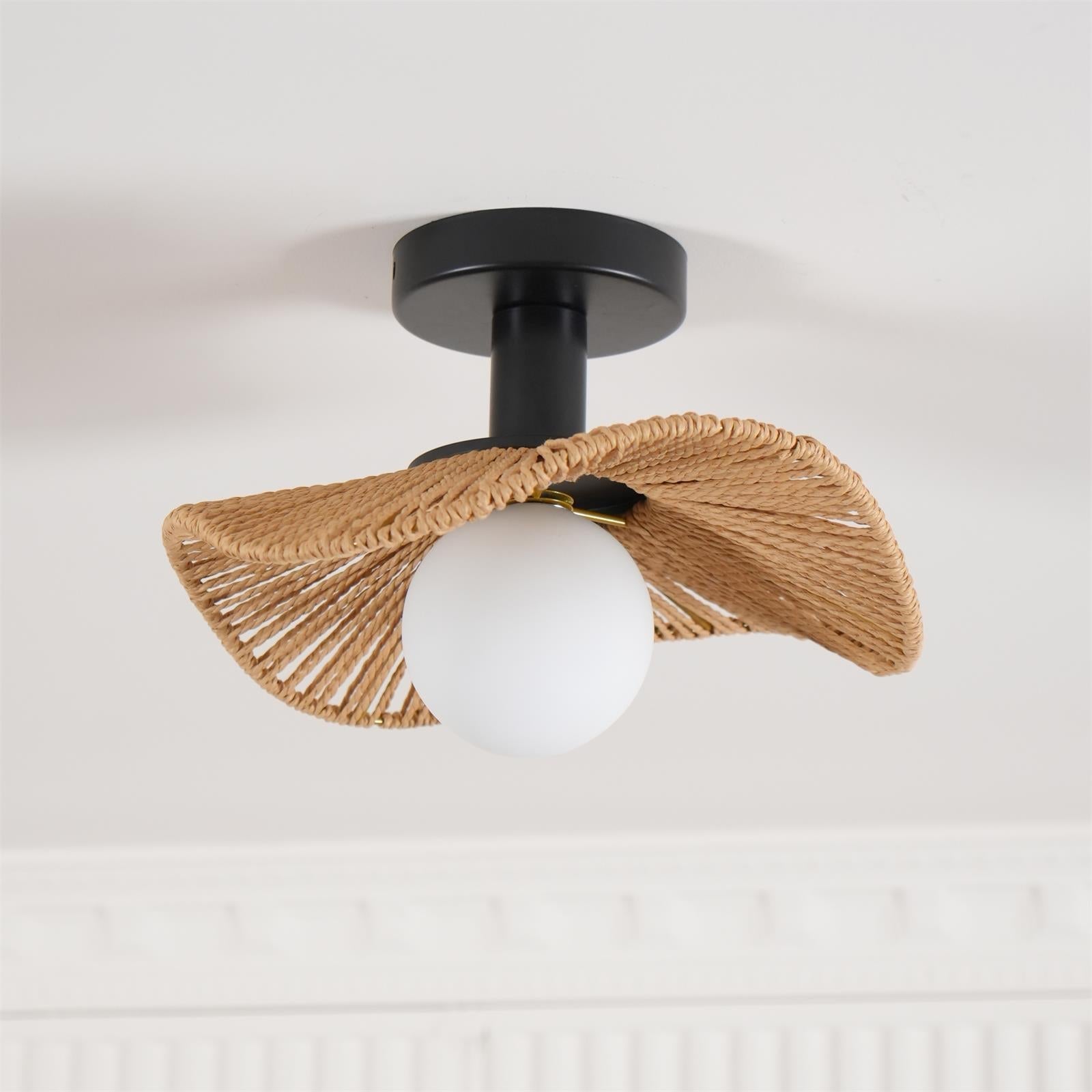 Fynora Woven Semi Flush Ceiling Light - Neutralighting