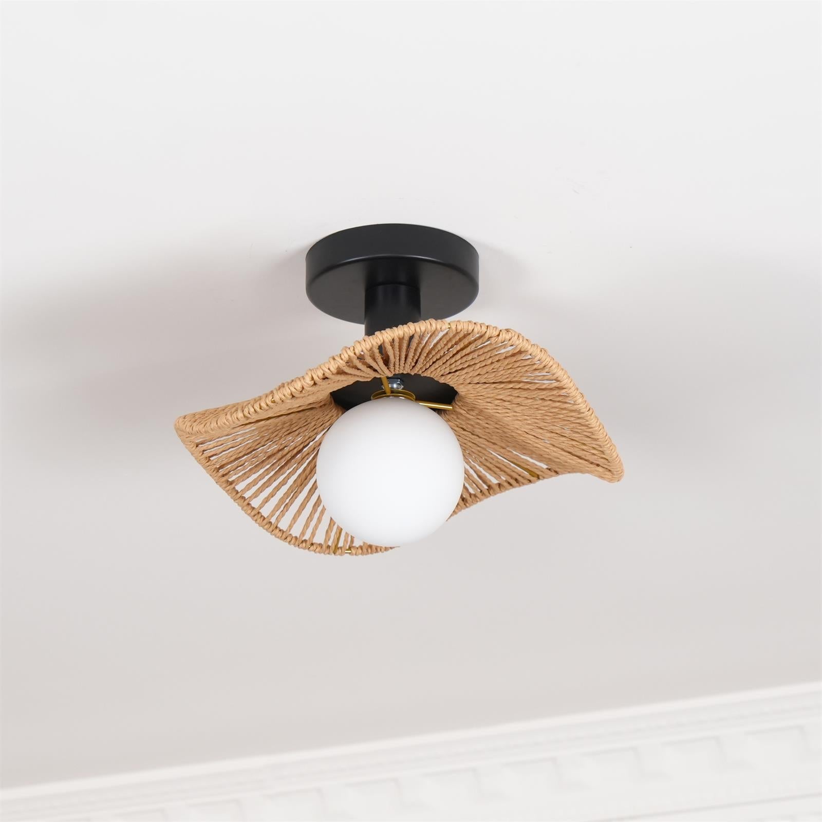 Fynora Woven Semi Flush Ceiling Light - Neutralighting