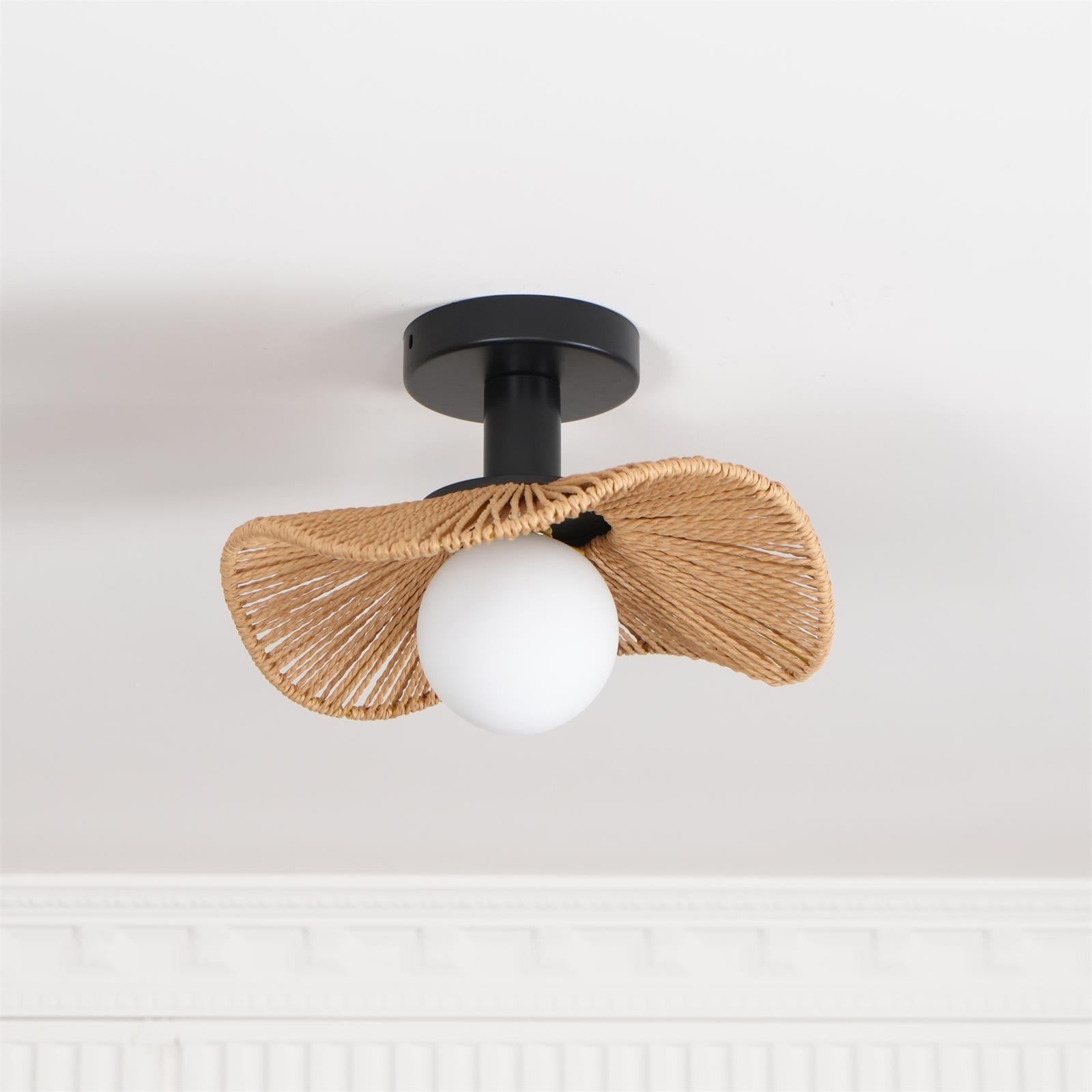 Fynora Woven Semi Flush Ceiling Light - Neutralighting