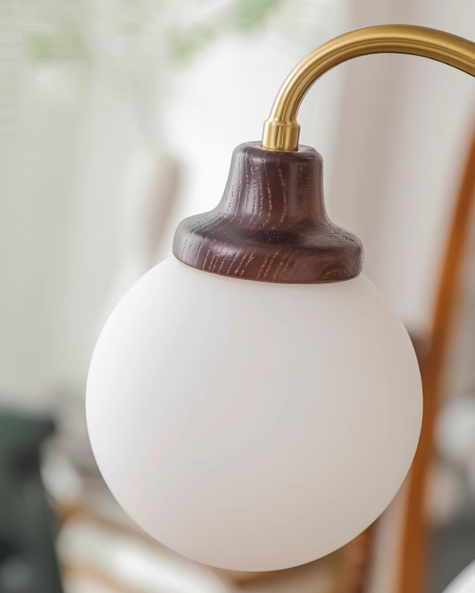 Chandelier Gold Arms&Ash Wood White Glass Globes Retro - Neutralighting
