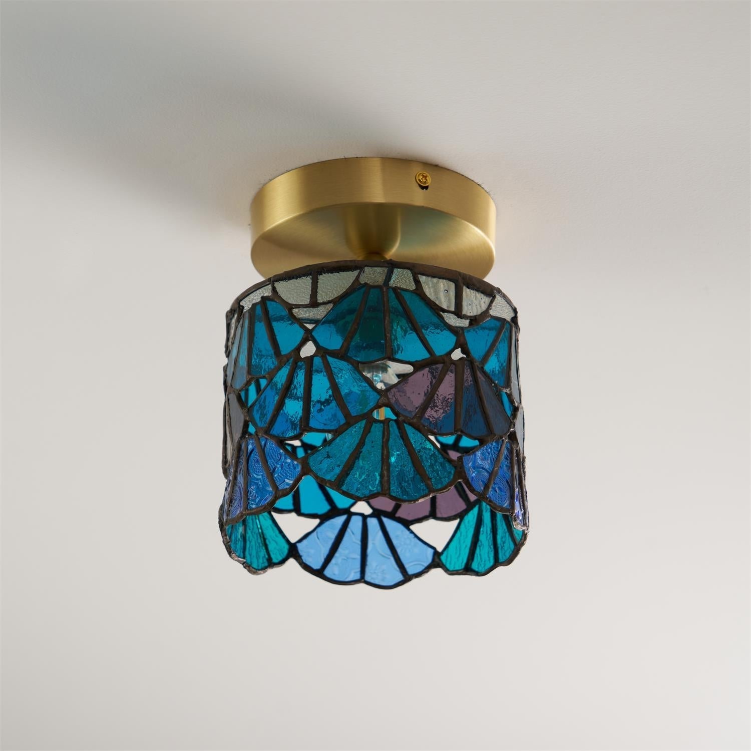 Rosavine Tiffany Stained Glass Semi Flush Mount Light - Neutralighting