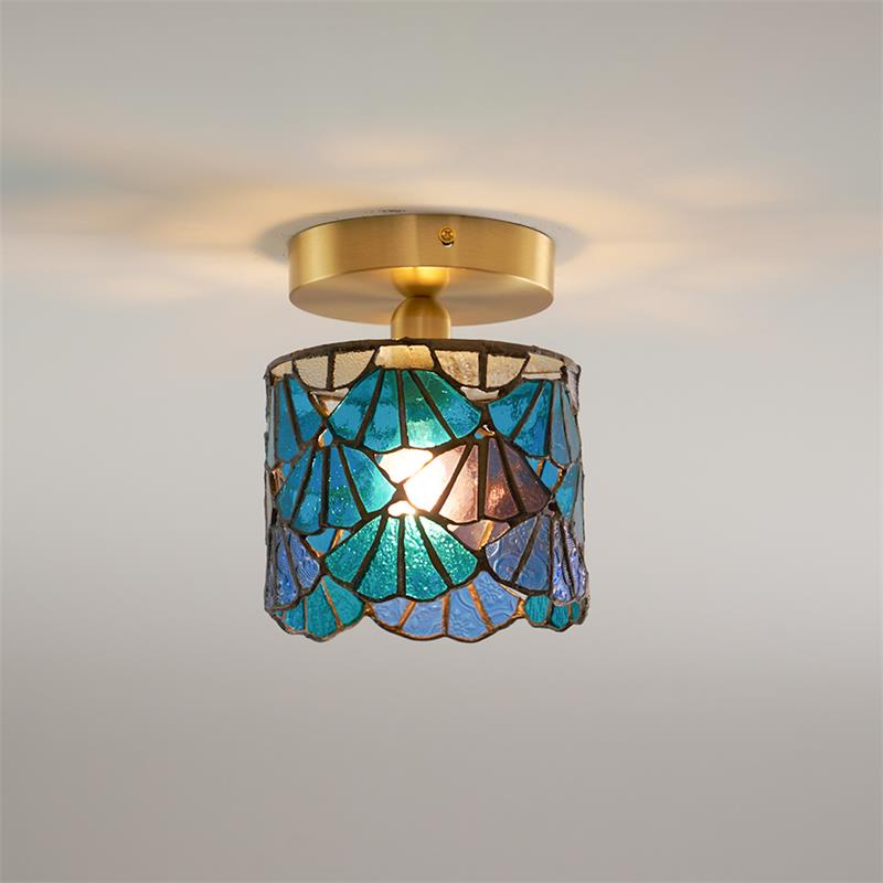 Rosavine Tiffany Stained Glass Semi Flush Mount Light - Neutralighting