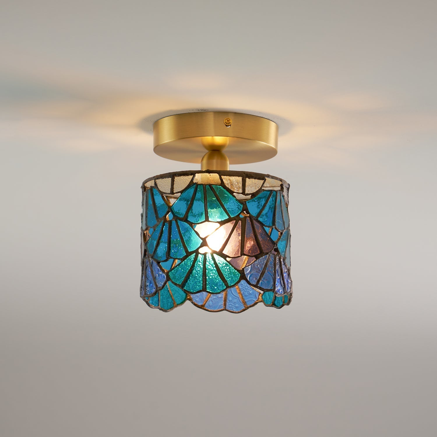 Rosavine Tiffany Stained Glass Semi Flush Mount Light - Neutralighting