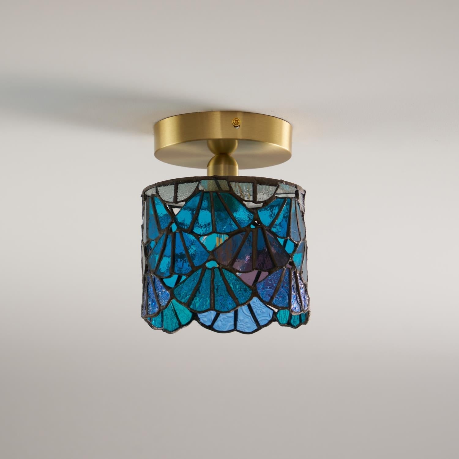 Rosavine Tiffany Stained Glass Semi Flush Mount Light - Neutralighting