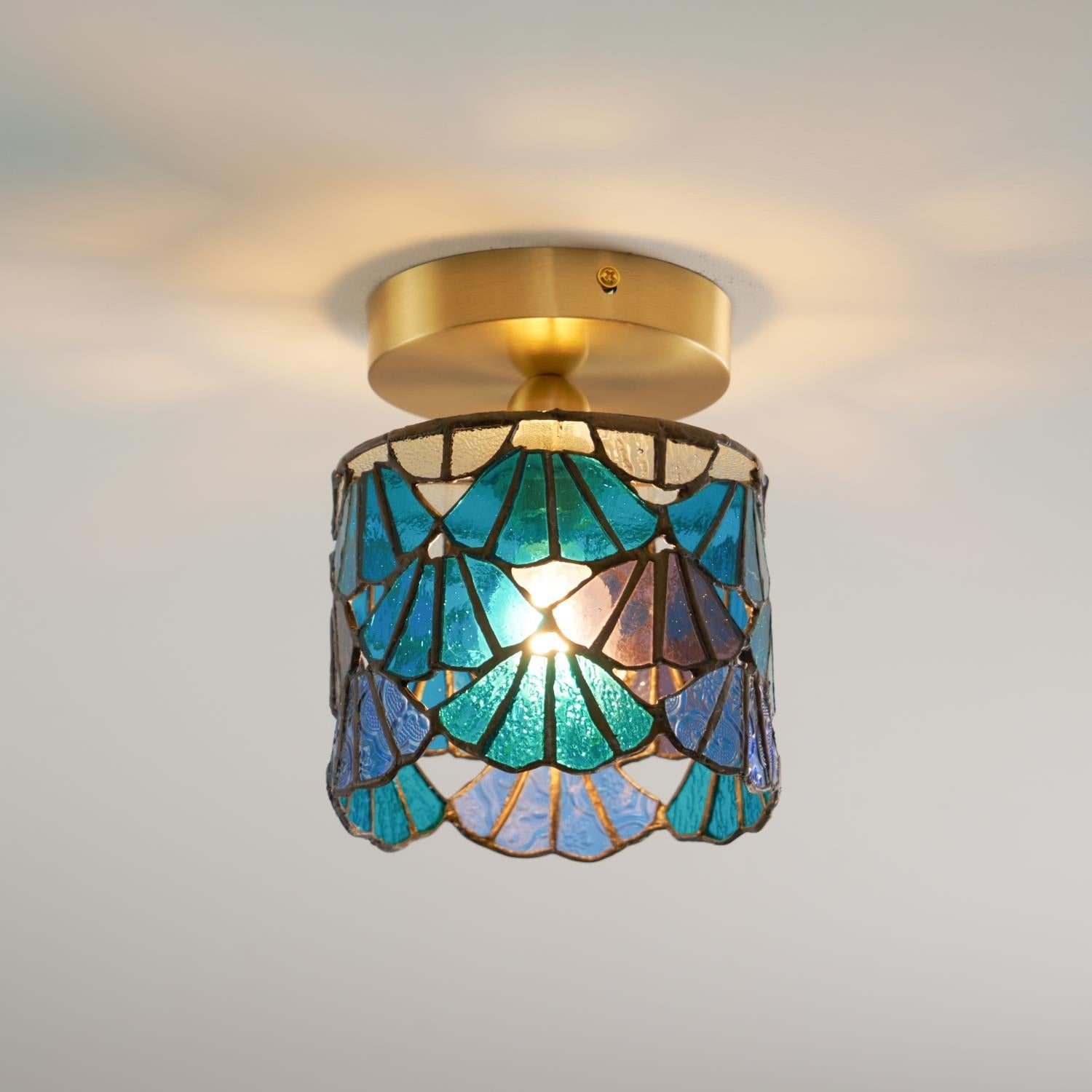 Rosavine Tiffany Stained Glass Semi Flush Mount Light - Neutralighting