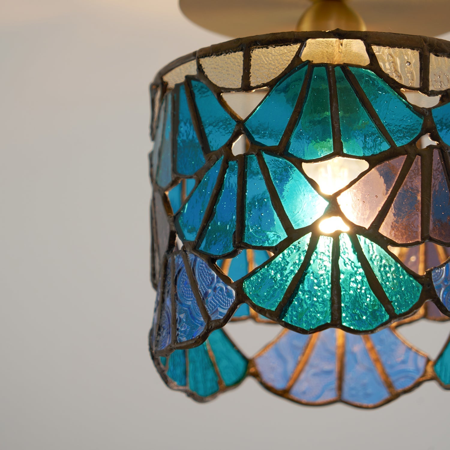 Rosavine Tiffany Stained Glass Semi Flush Mount Light - Neutralighting