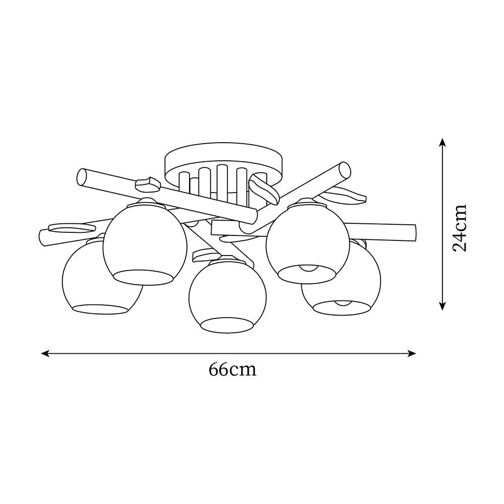 Ceiling Light Wood Body Glass Globes Organic Warm Minimalist - Neutralighting