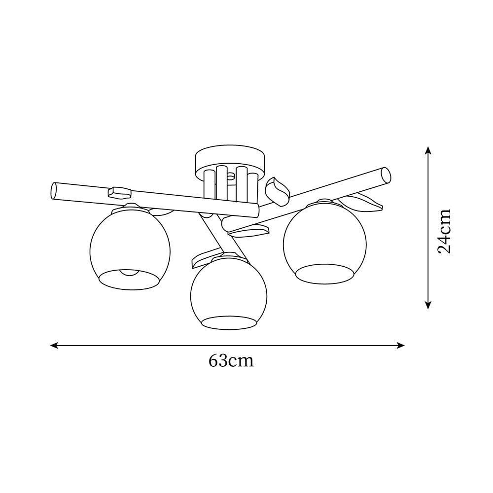 Ceiling Light Wood Body Glass Globes Organic Warm Minimalist - Neutralighting