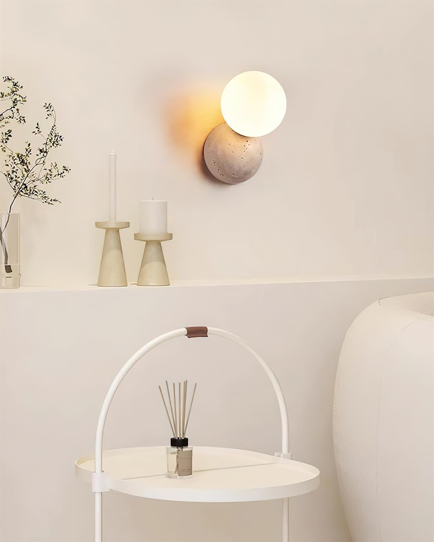 Ritta Wall Lamp Travertine Dual-sphere Design - Neutralighting
