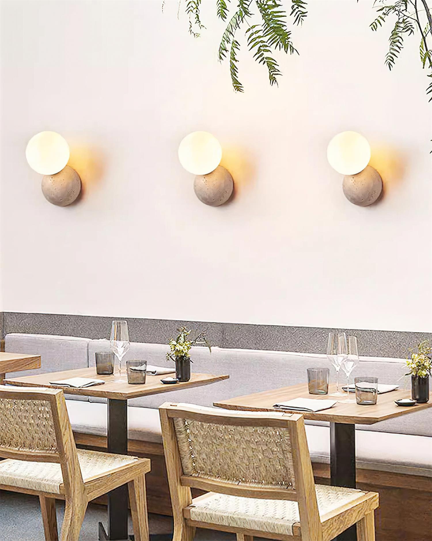 Ritta Wall Lamp Travertine Dual-sphere Design - Neutralighting