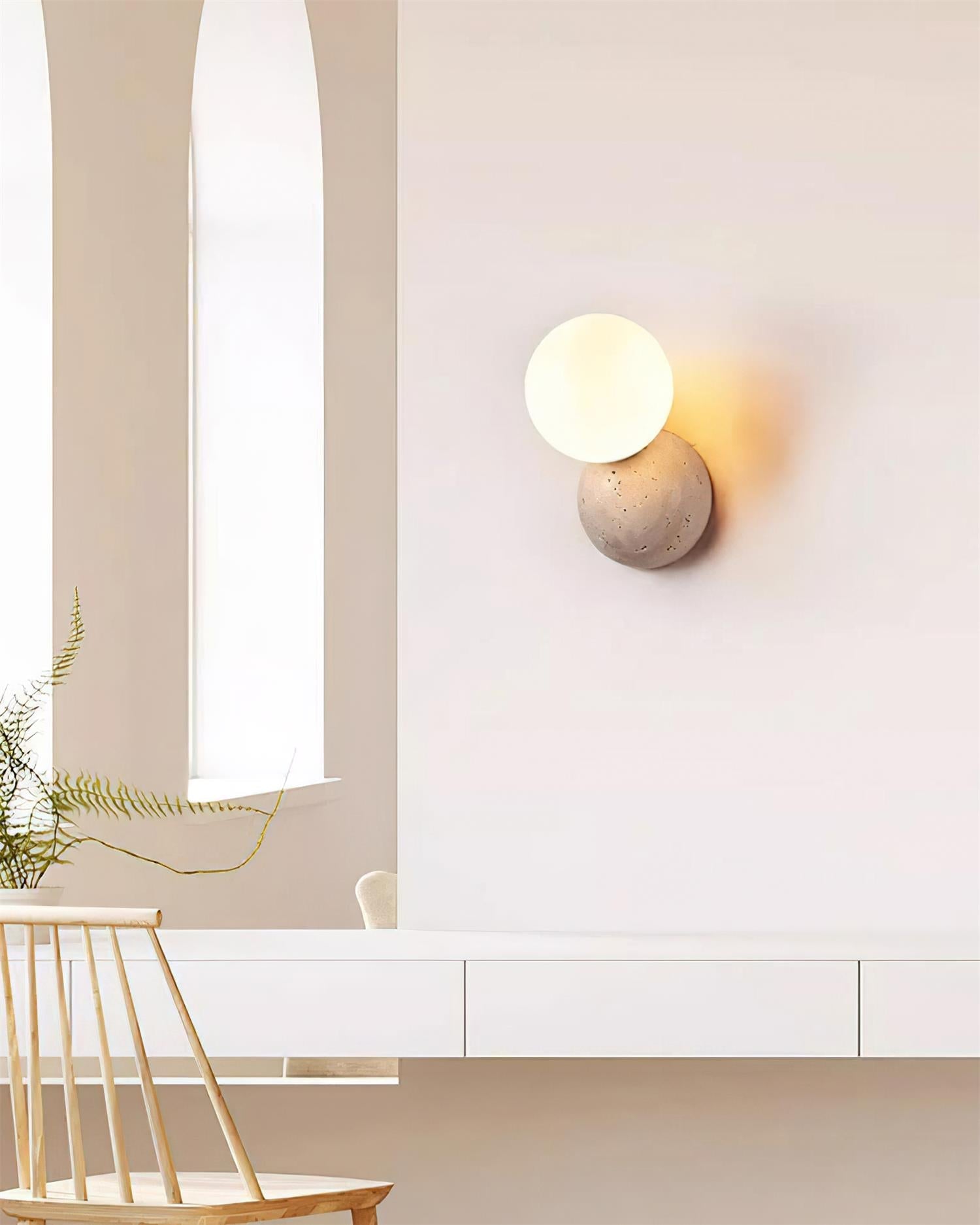 Ritta Wall Lamp Travertine Dual-sphere Design - Neutralighting