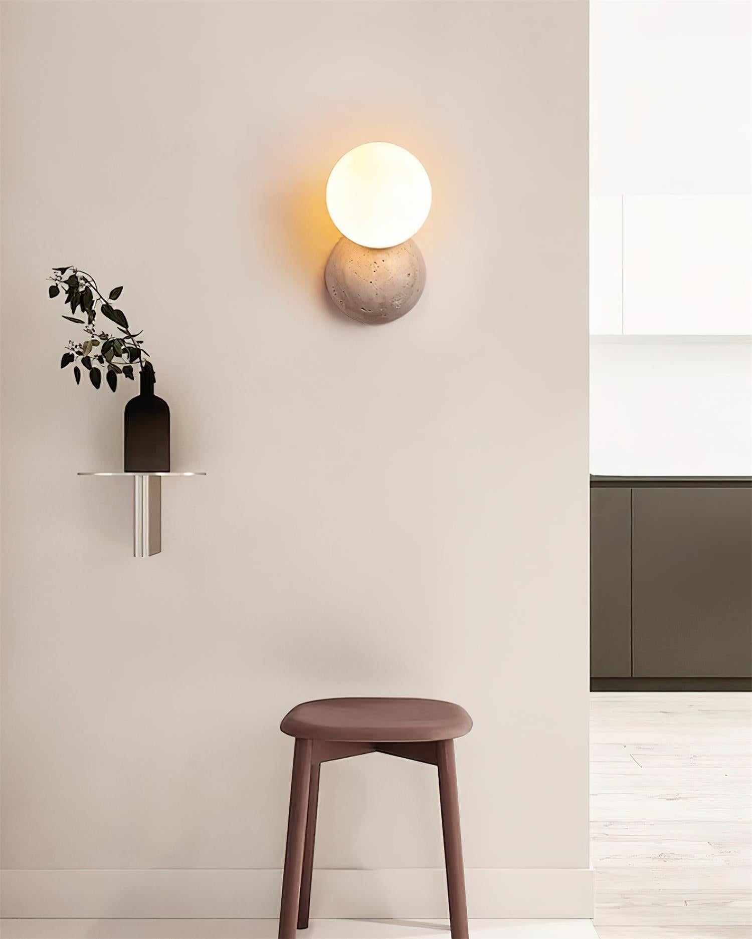 Ritta Wall Lamp Travertine Dual-sphere Design - Neutralighting