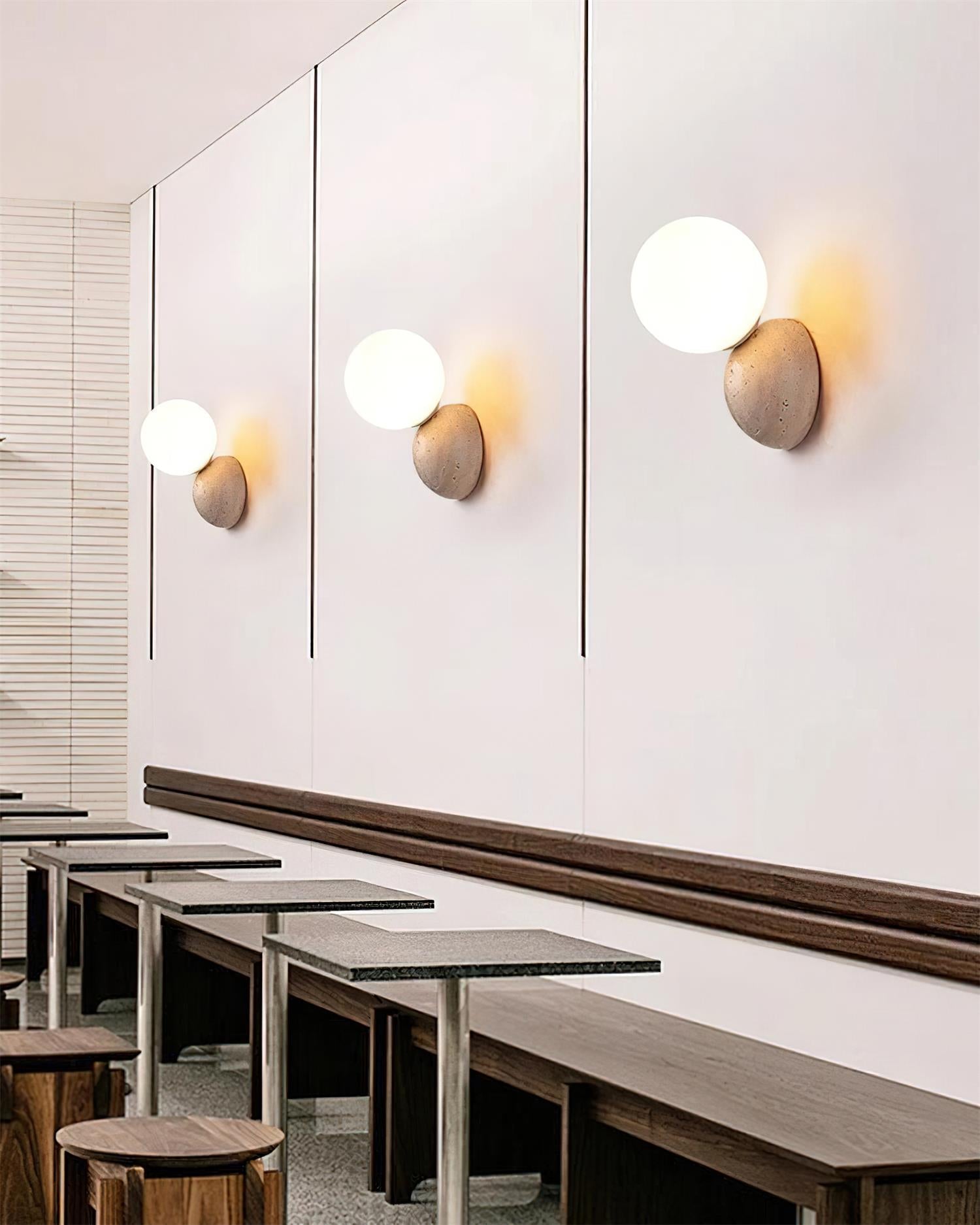 Ritta Wall Lamp Travertine Dual-sphere Design - Neutralighting