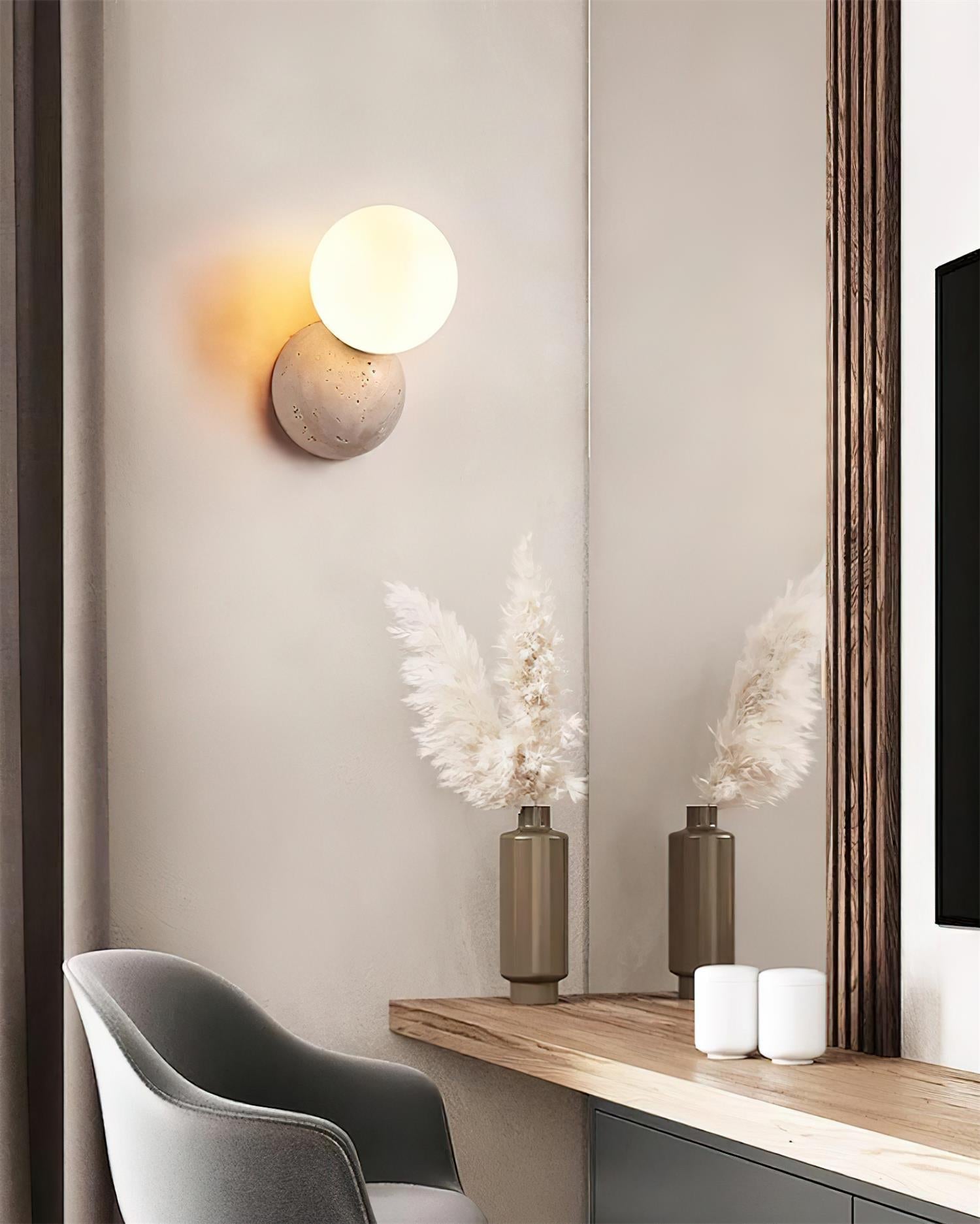 Ritta Wall Lamp Travertine Dual-sphere Design - Neutralighting