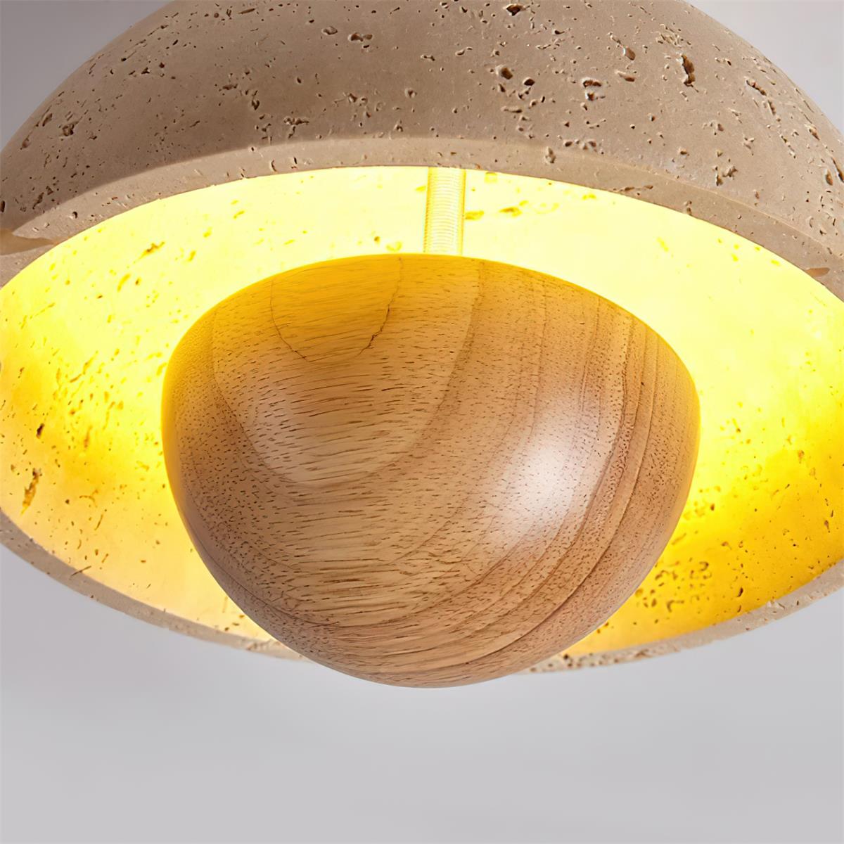 Cavora Ceiling Light Travertine Wood Dome Shape - Neutralighting