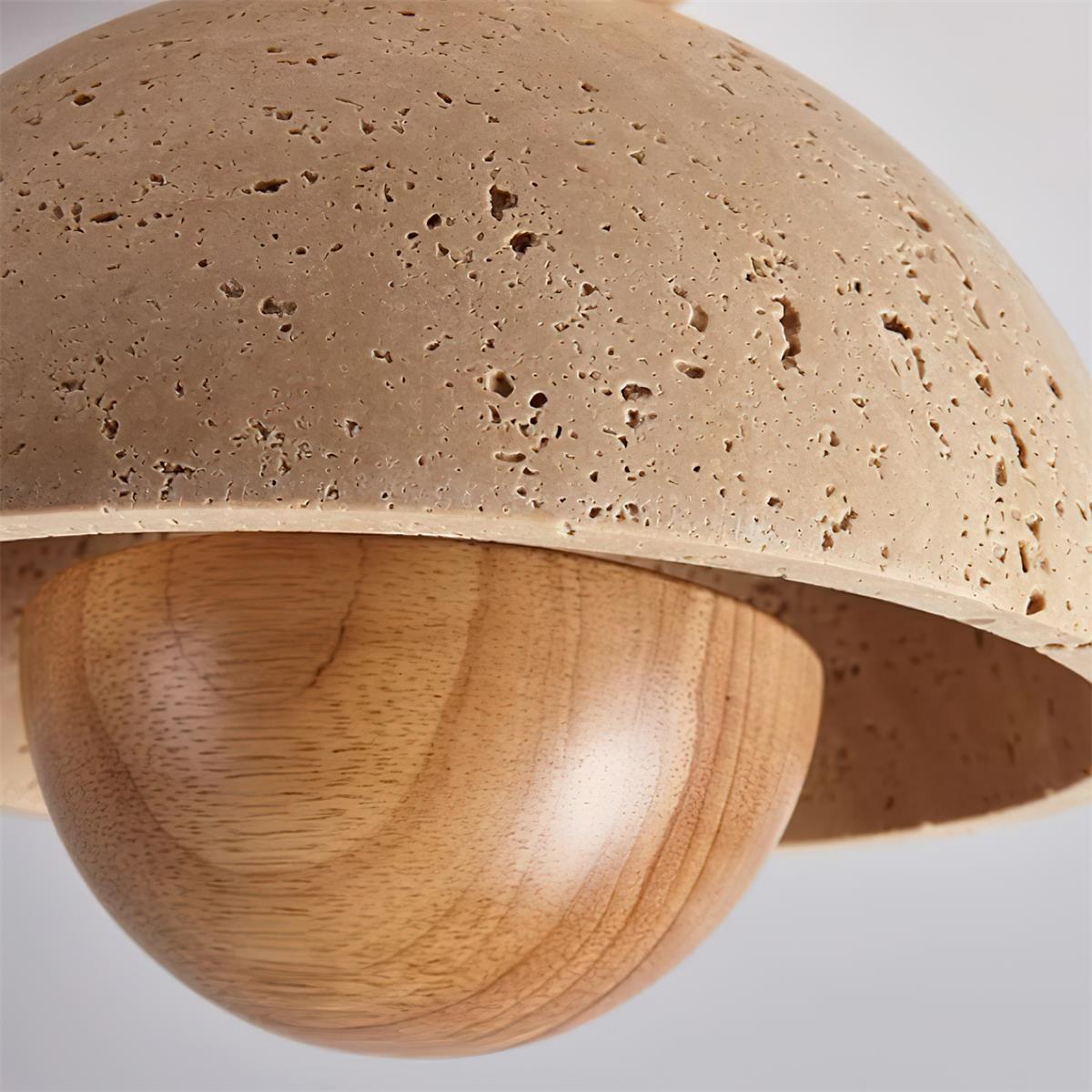 Cavora Ceiling Light Travertine Wood Dome Shape - Neutralighting