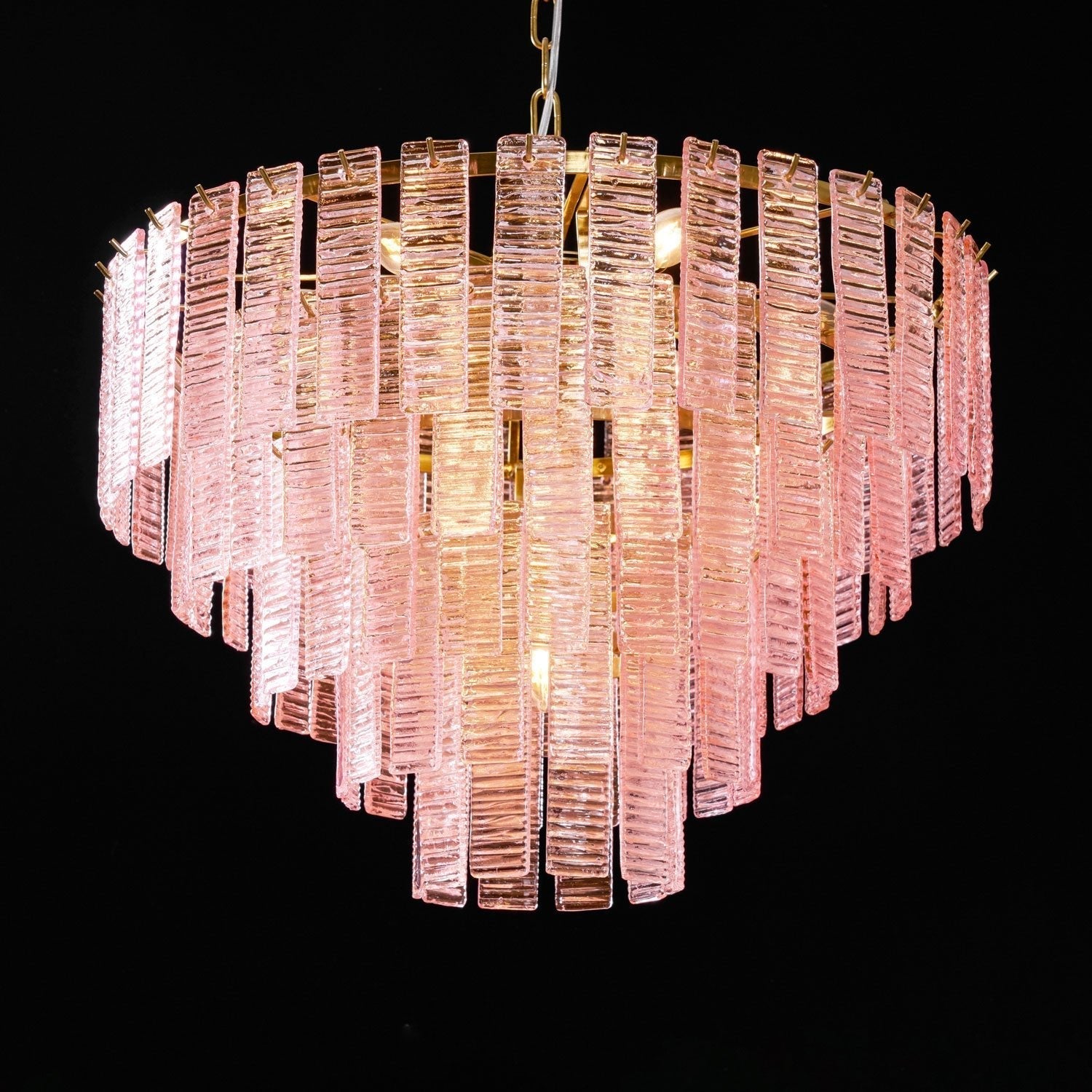 Aurora Chandelier Pink Murano Glass Layered Vintage Luxury