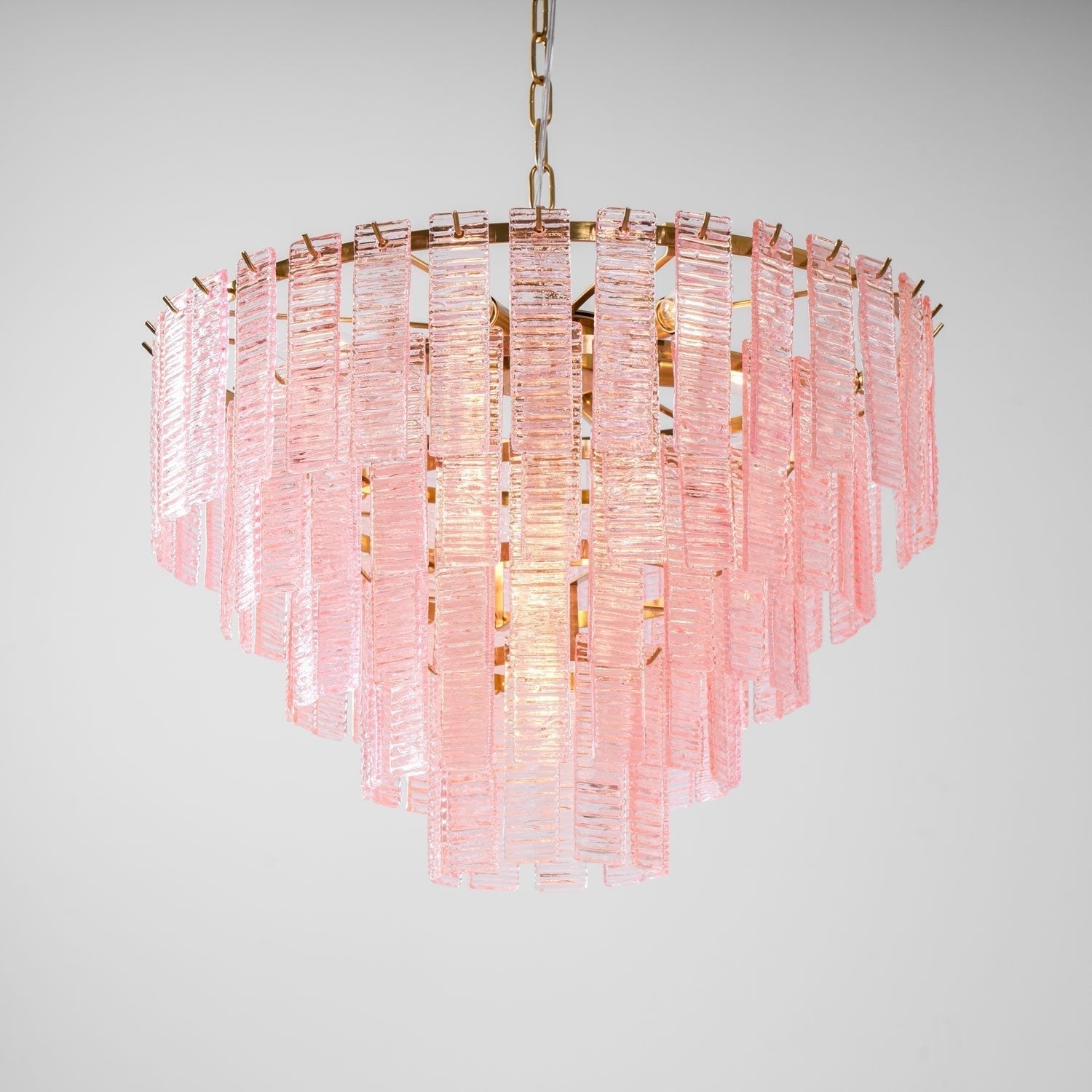 Aurora Chandelier Pink Murano Glass Layered Vintage Luxury