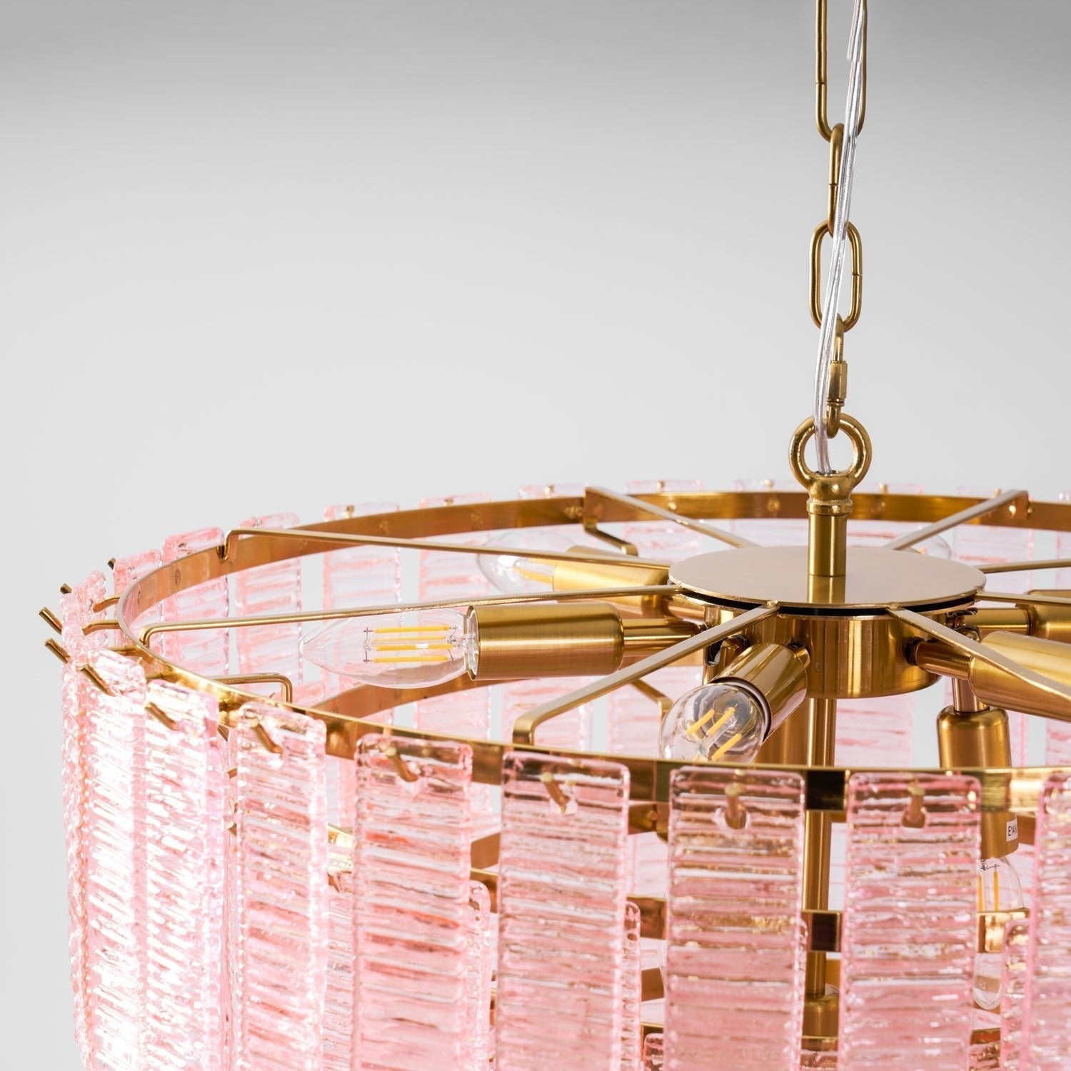 Aurora Chandelier Pink Murano Glass Layered Vintage Luxury