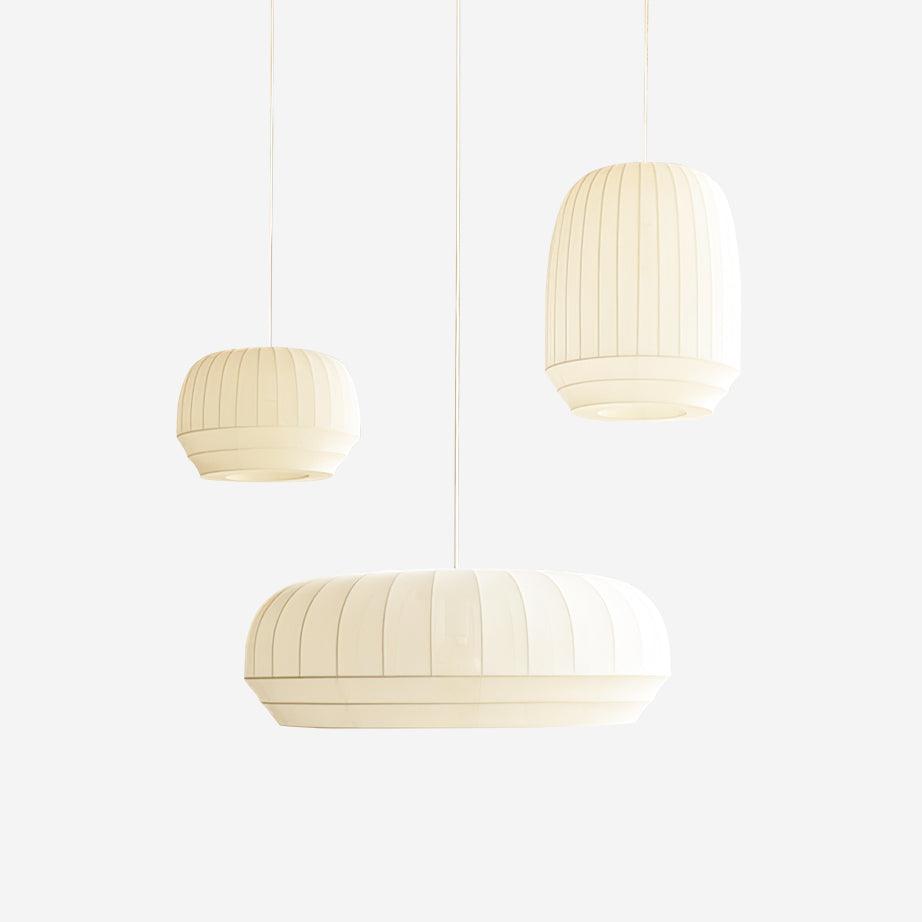 Pendant Lamp Silk Shade White Fabric Vertical Lines Soft Modern Minimalist - Neutralighting