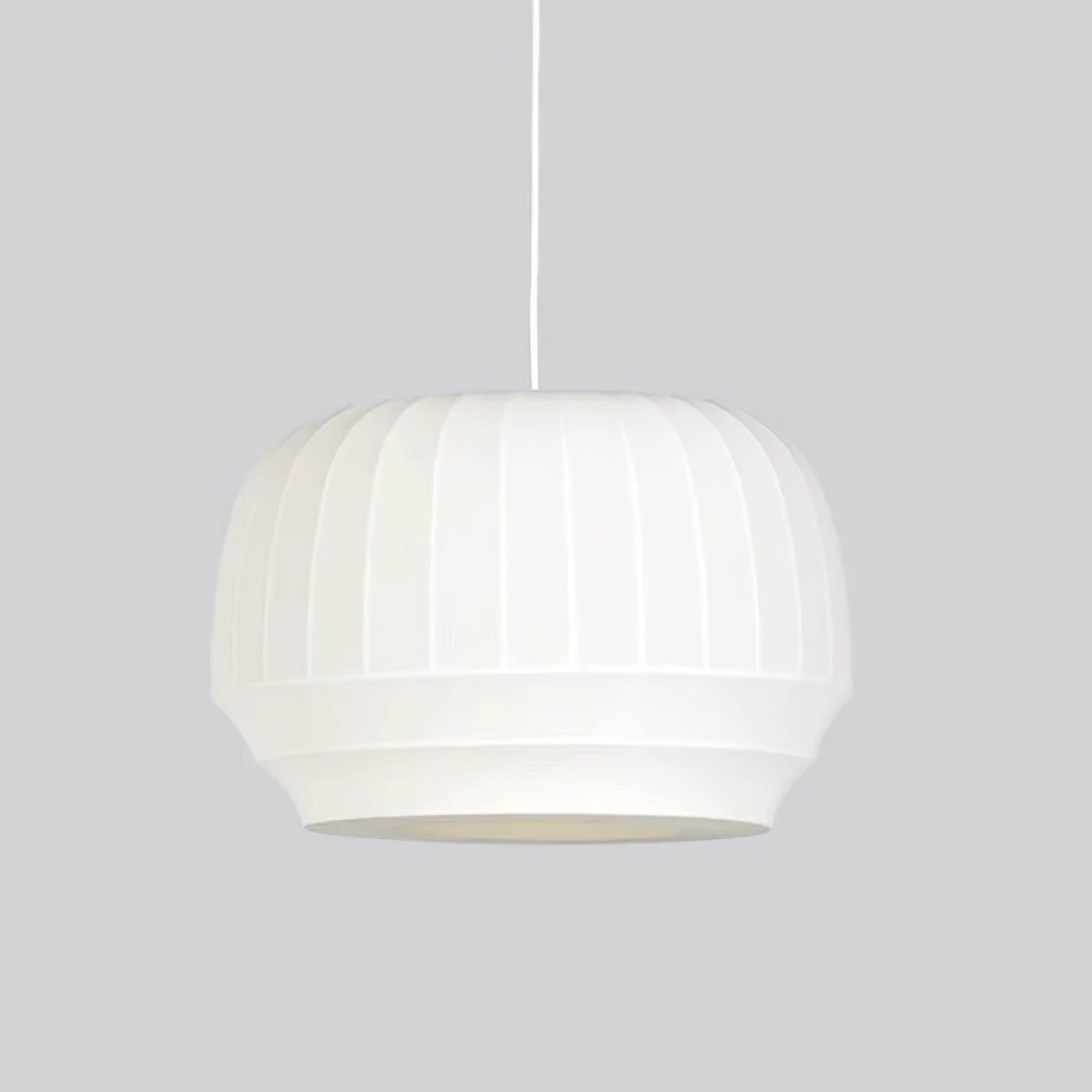 Pendant Lamp Silk Shade White Fabric Vertical Lines Soft Modern Minimalist - Neutralighting