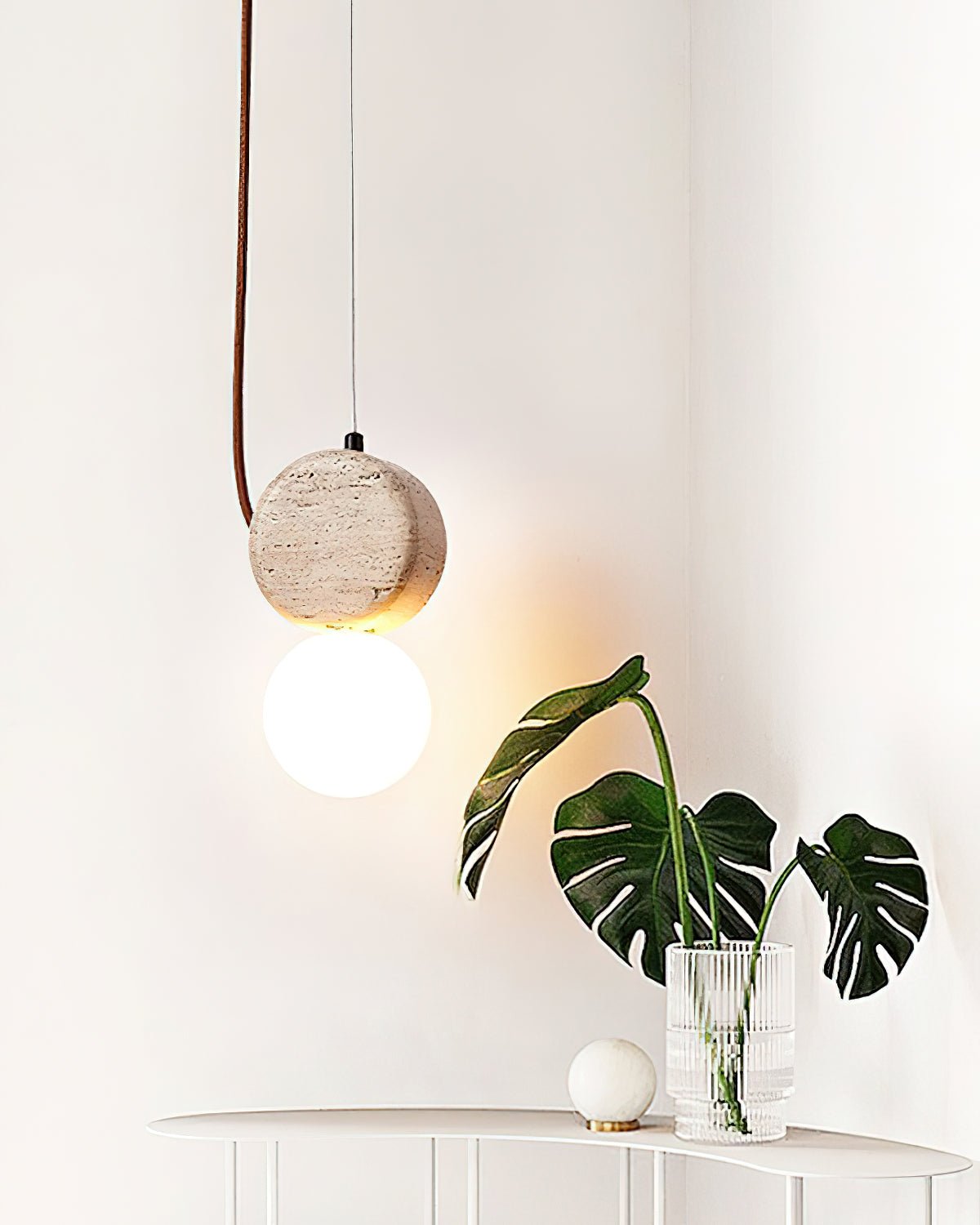 Zosolyra Double-Disc Travertine Pendant Light - Neutralighting