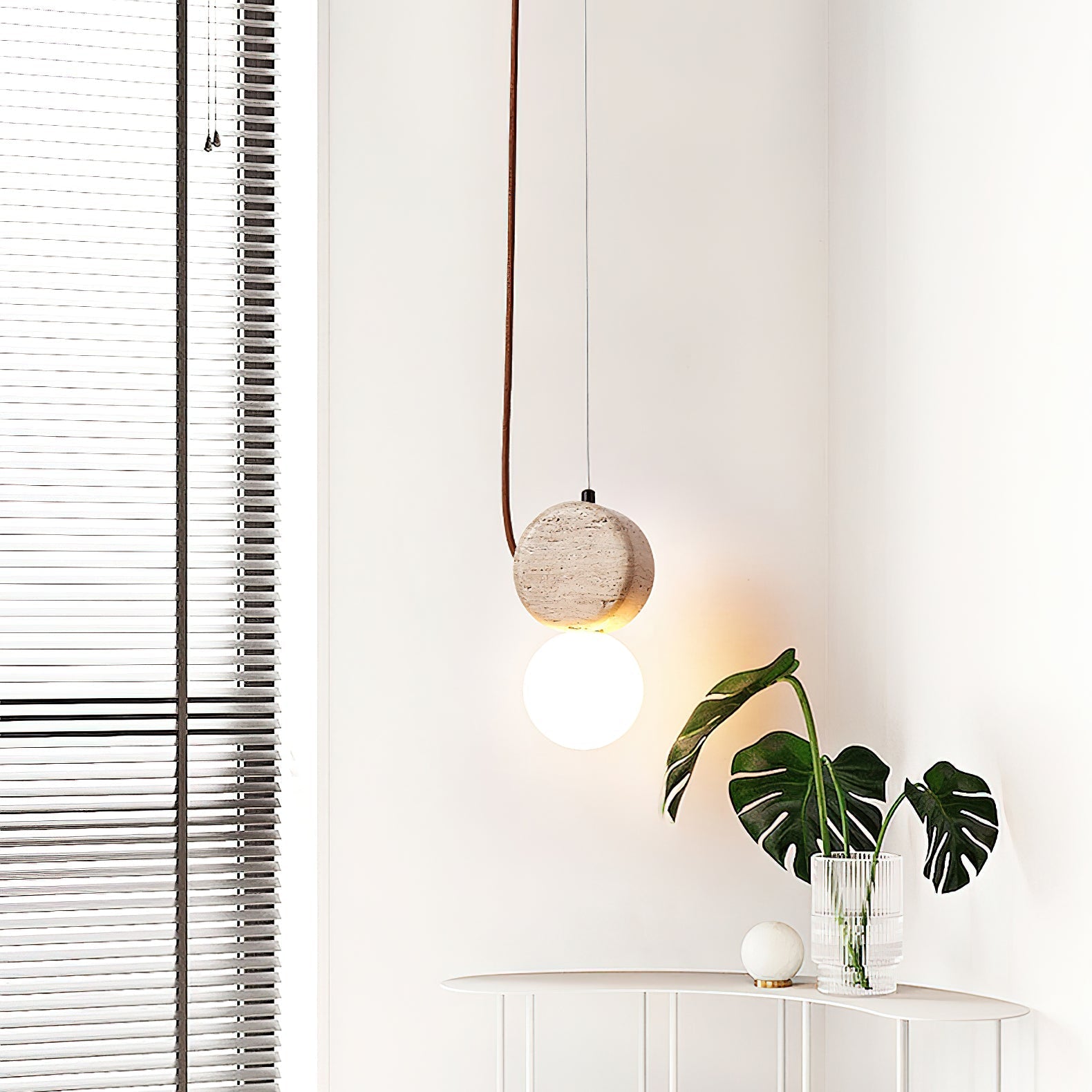 Zosolyra Double-Disc Travertine Pendant Light - Neutralighting