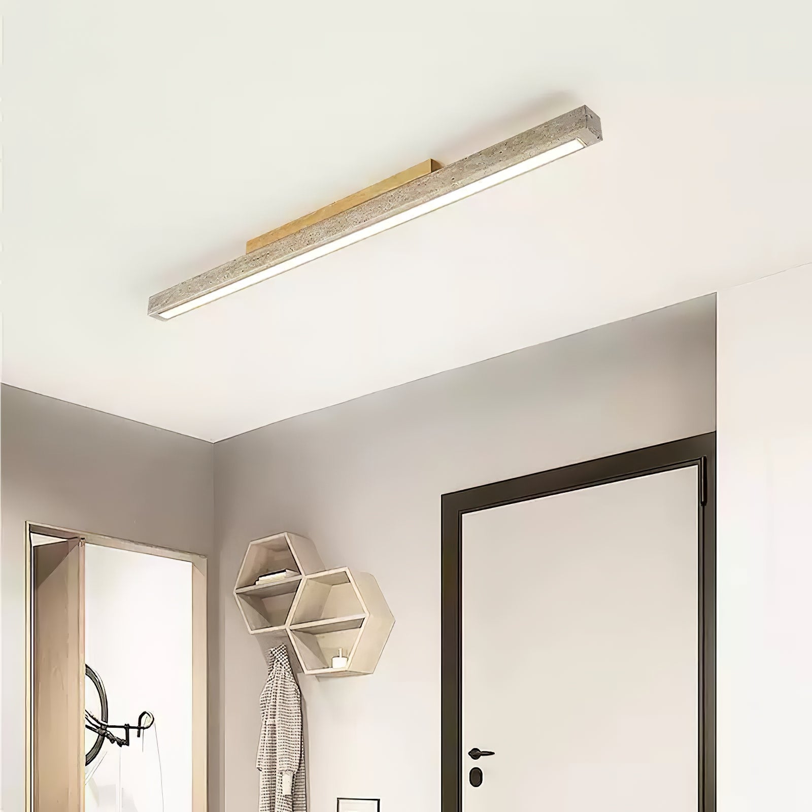 Orvenarae Minimalist Travertine Linear Ceiling Light - Neutralighting