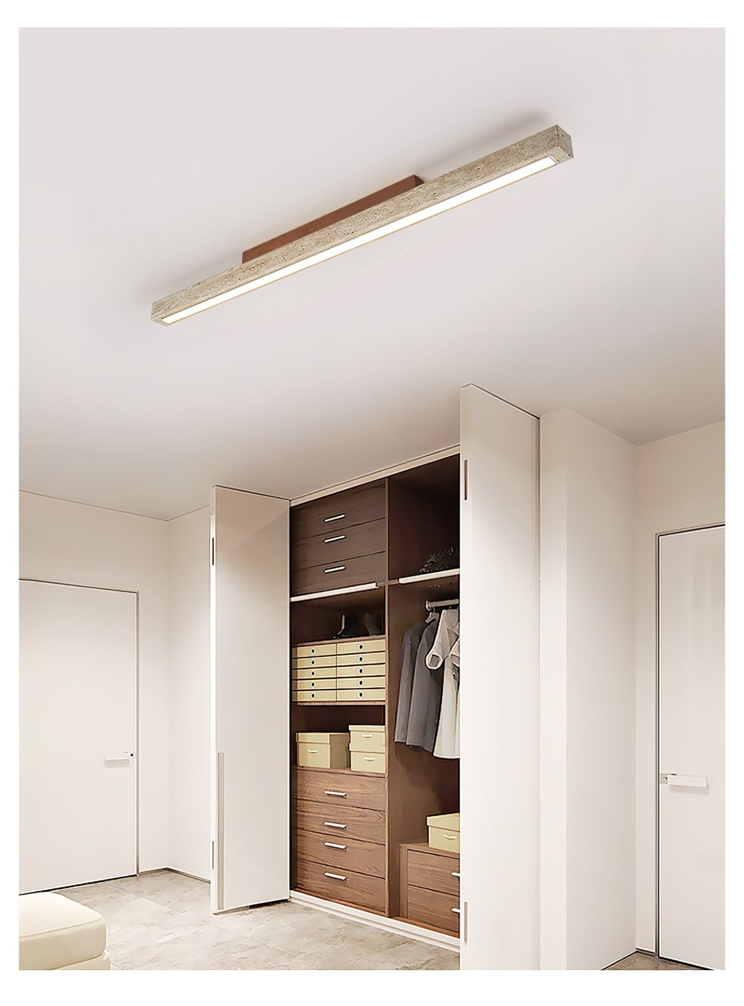 Orvenarae Minimalist Travertine Linear Ceiling Light - Neutralighting