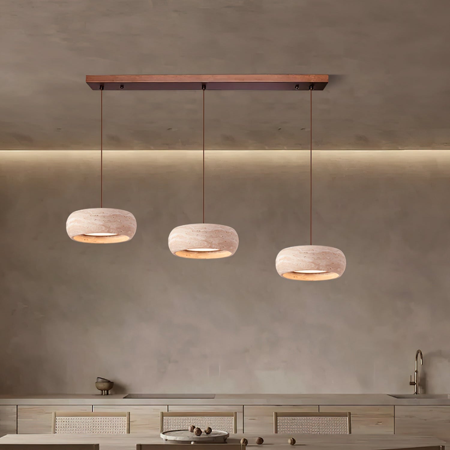 Ritta Donut-Shaped Pendant Lights Travertine - Neutralighting