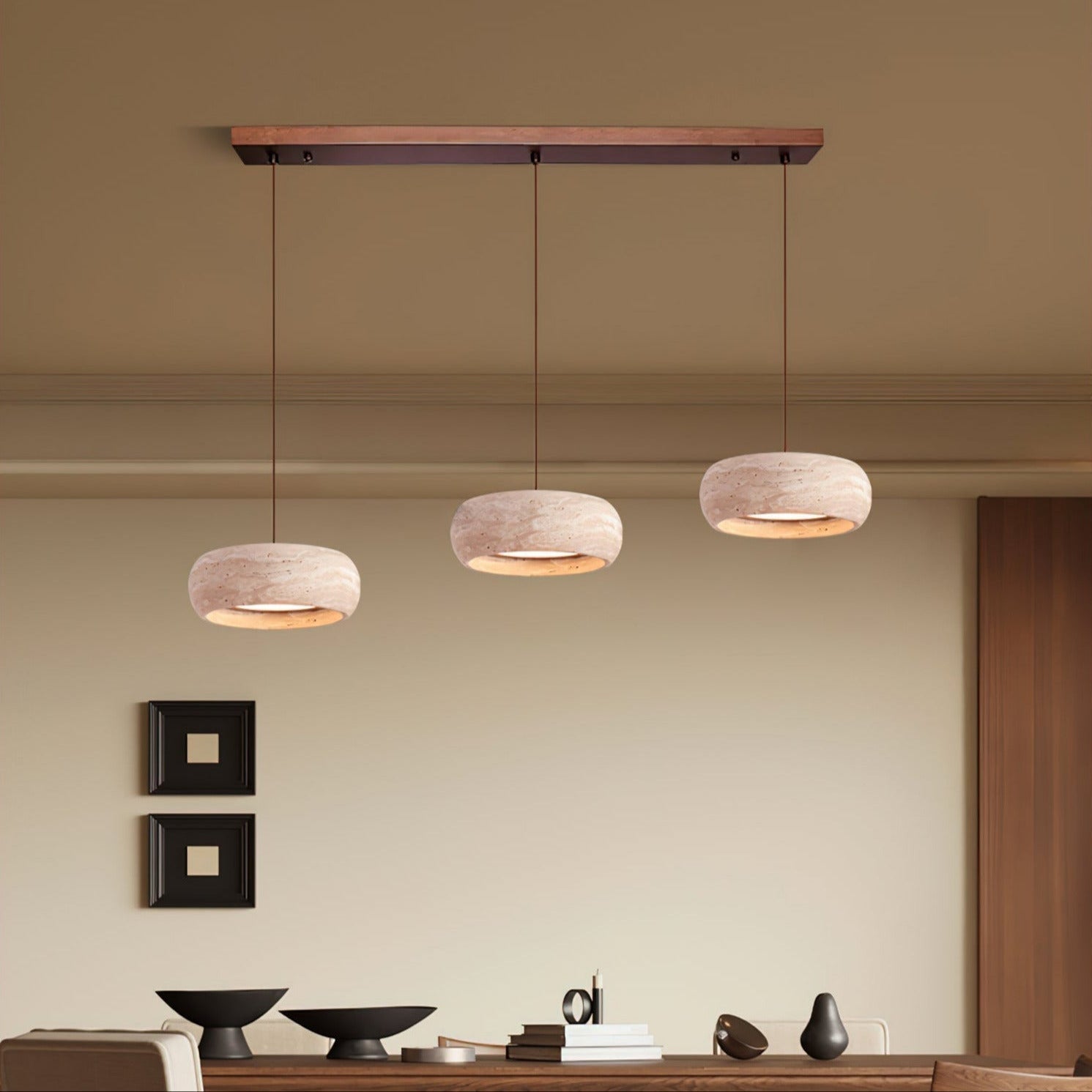 Ritta Donut-Shaped Pendant Lights Travertine - Neutralighting