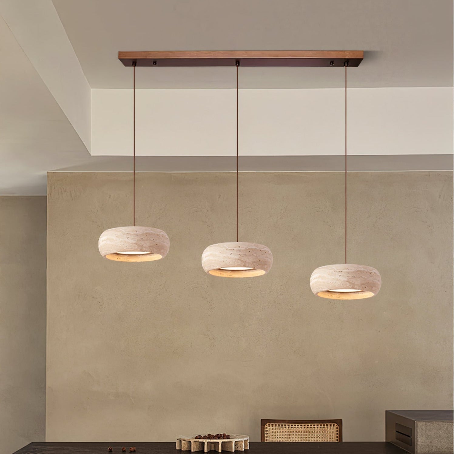 Ritta Donut-Shaped Pendant Lights Travertine - Neutralighting