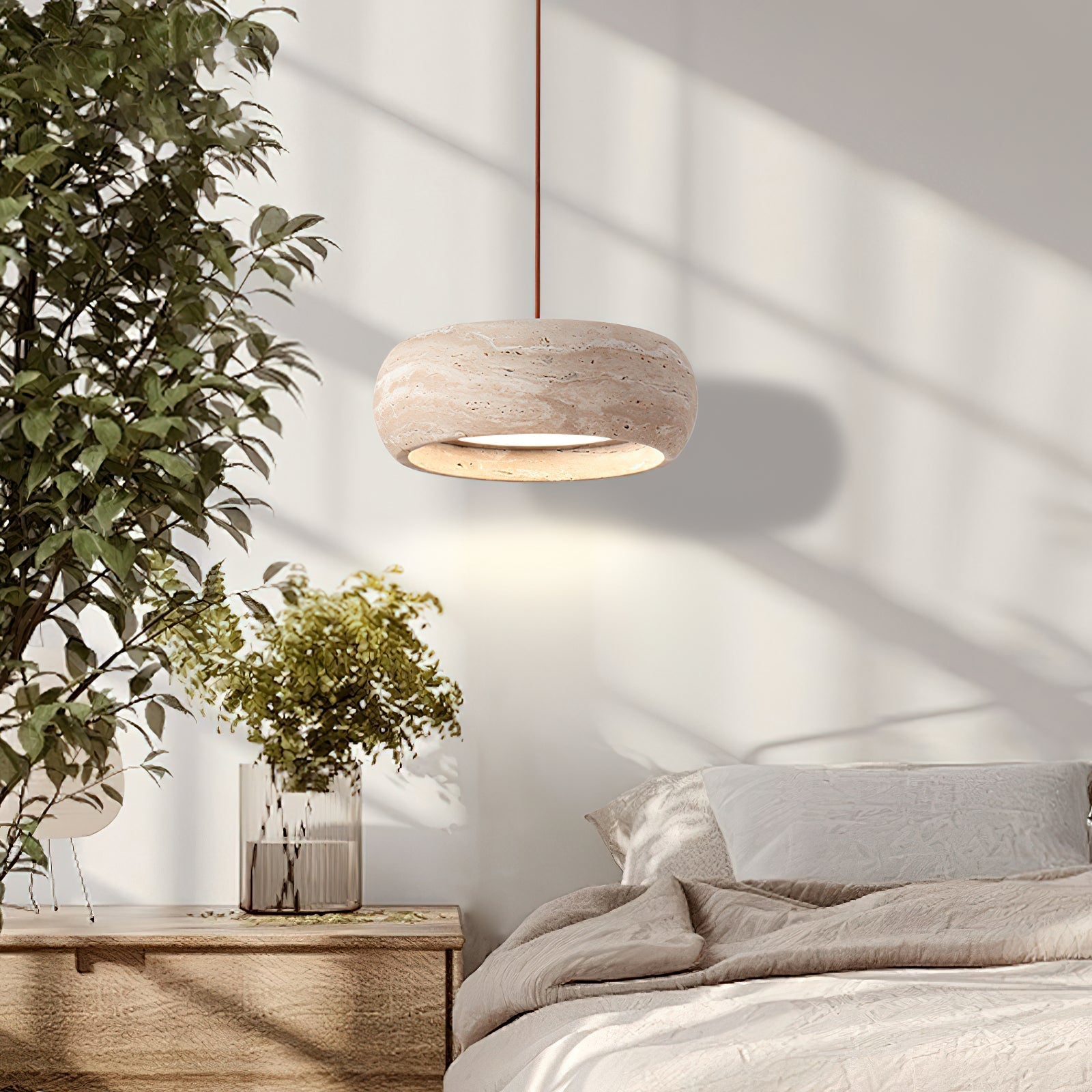 Ritta Donut-Shaped Pendant Lights Travertine - Neutralighting