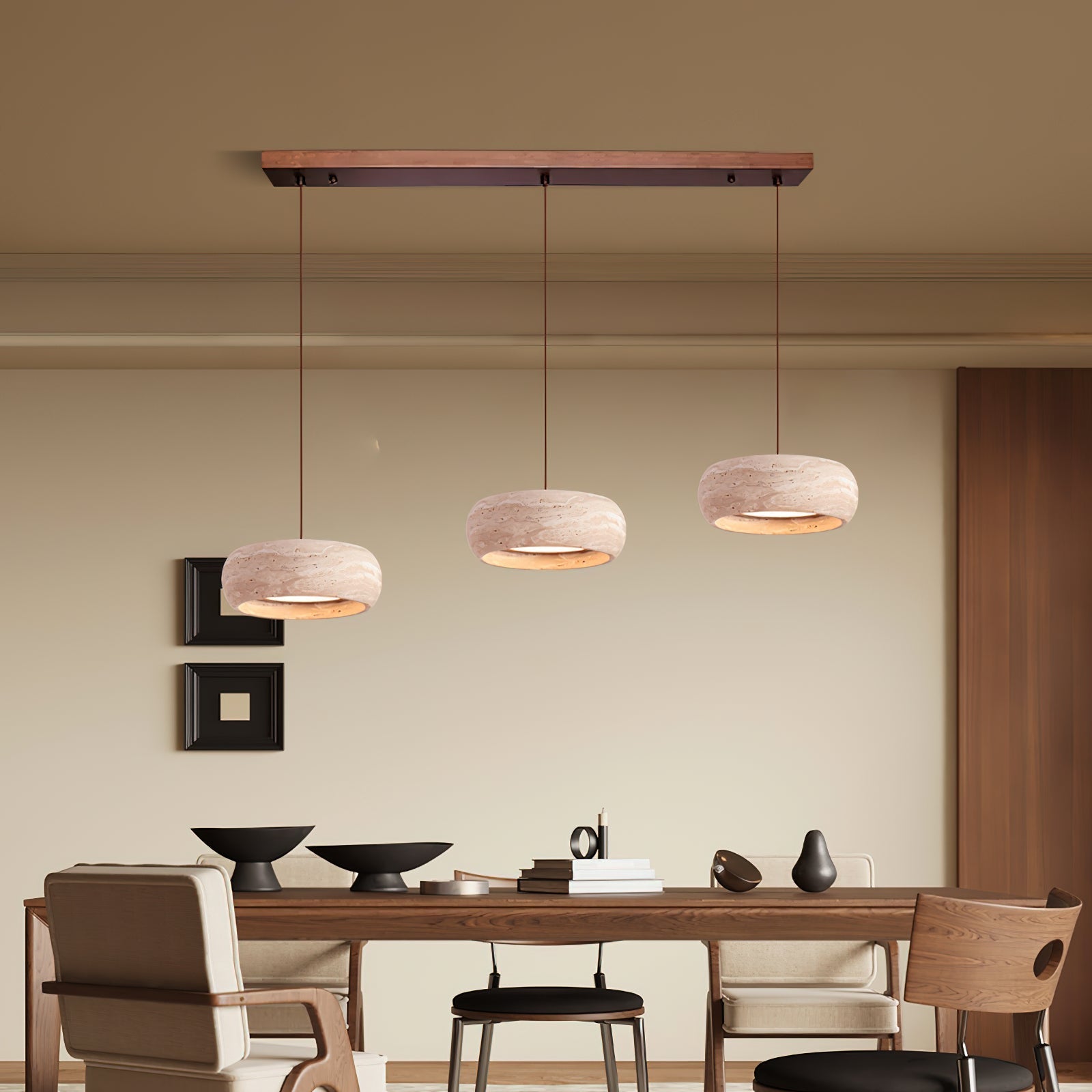 Ritta Donut-Shaped Pendant Lights Travertine - Neutralighting