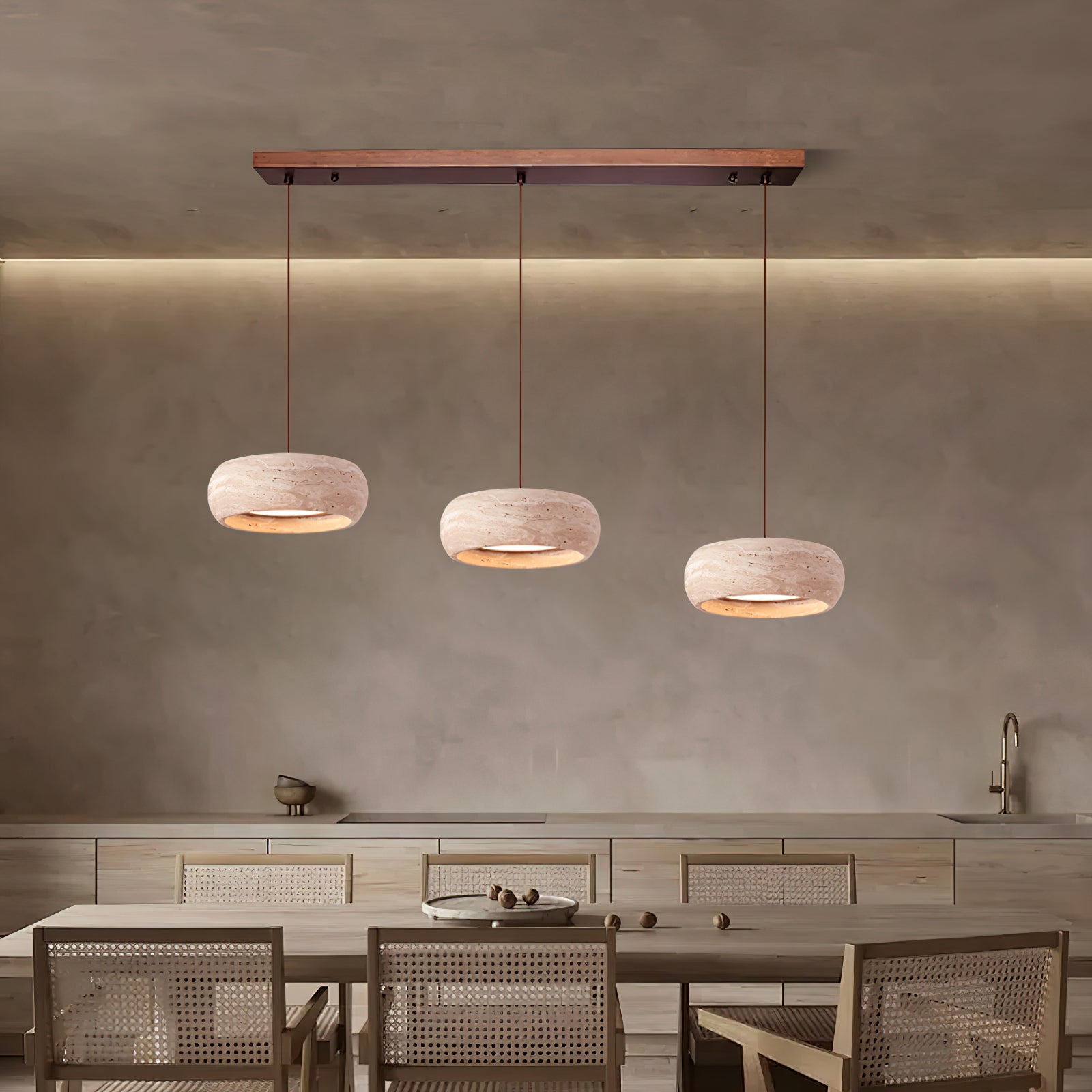Ritta Donut-Shaped Pendant Lights Travertine - Neutralighting