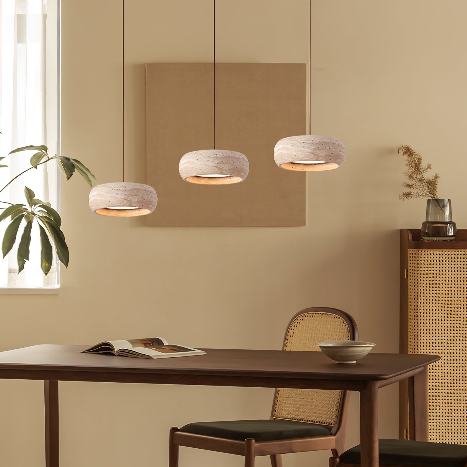 Ritta Donut-Shaped Pendant Lights Travertine - Neutralighting