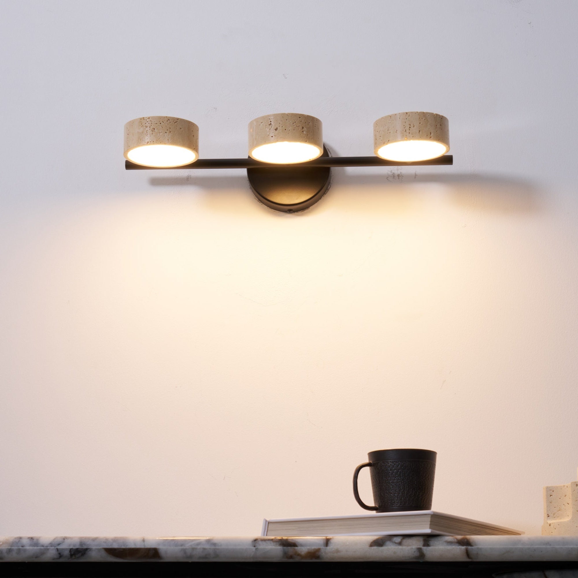 Ceshair Wall Light Multi Head Travertine Vanity Light - Neutralighting