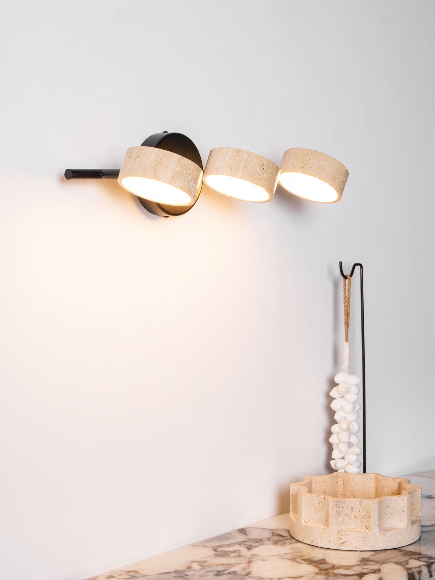 Ceshair Wall Light Multi Head Travertine Vanity Light - Neutralighting