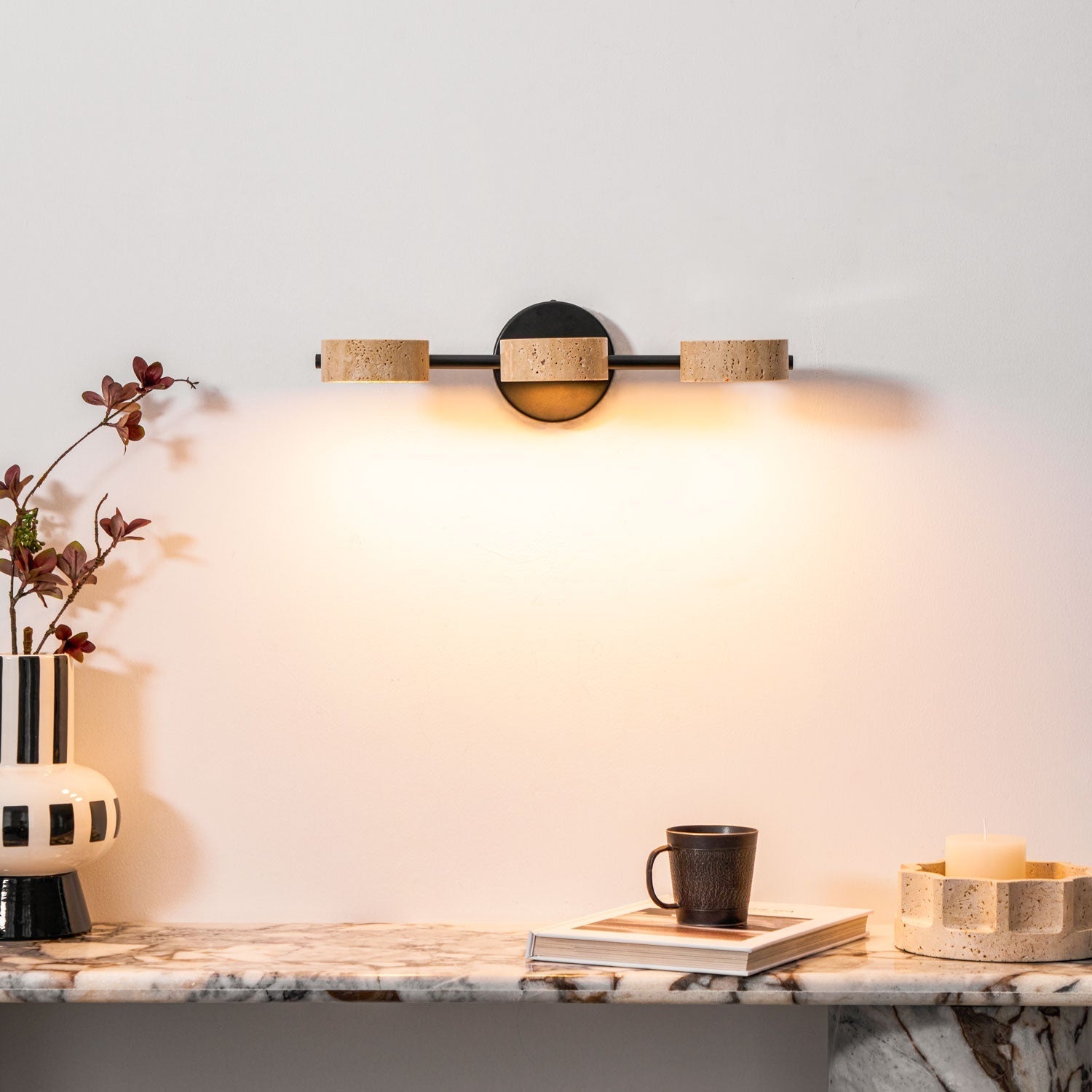 Ceshair Wall Light Multi Head Travertine Vanity Light - Neutralighting