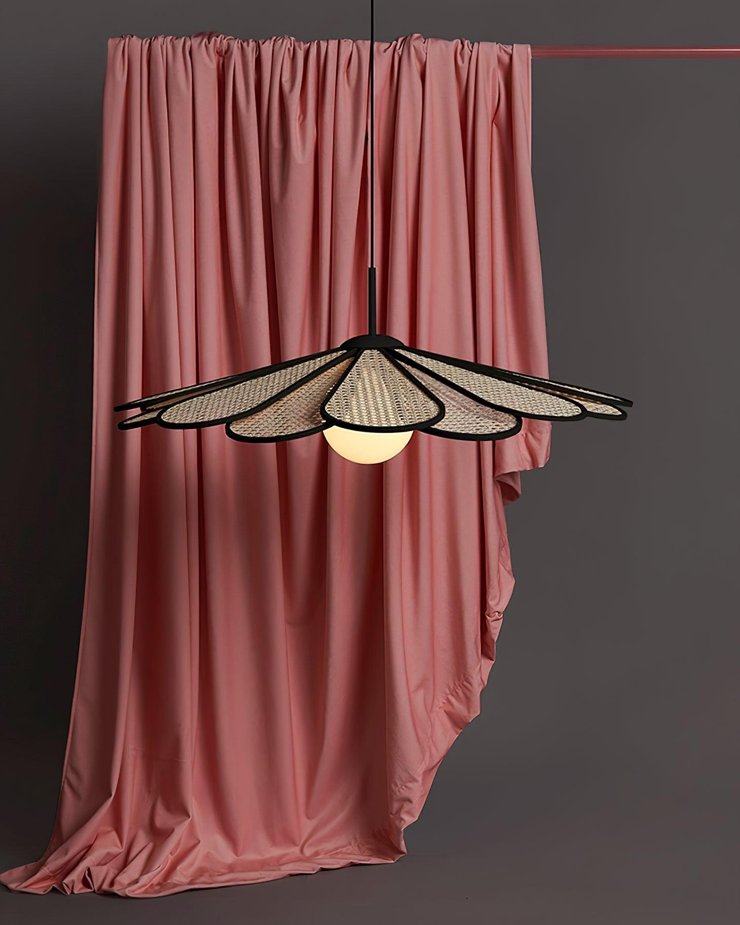 Pendant Lamp Rattan Petal Shade Metal Frame Tropical - Neutralighting
