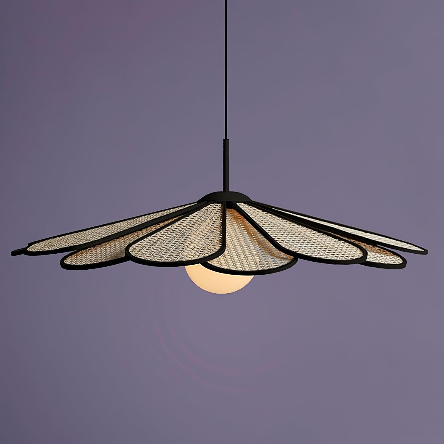 Pendant Lamp Rattan Petal Shade Metal Frame Tropical - Neutralighting