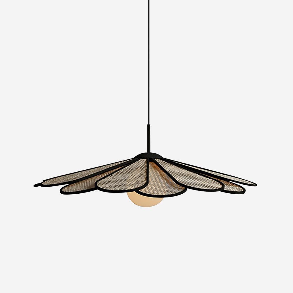 Pendant Lamp Rattan Petal Shade Metal Frame Tropical - Neutralighting