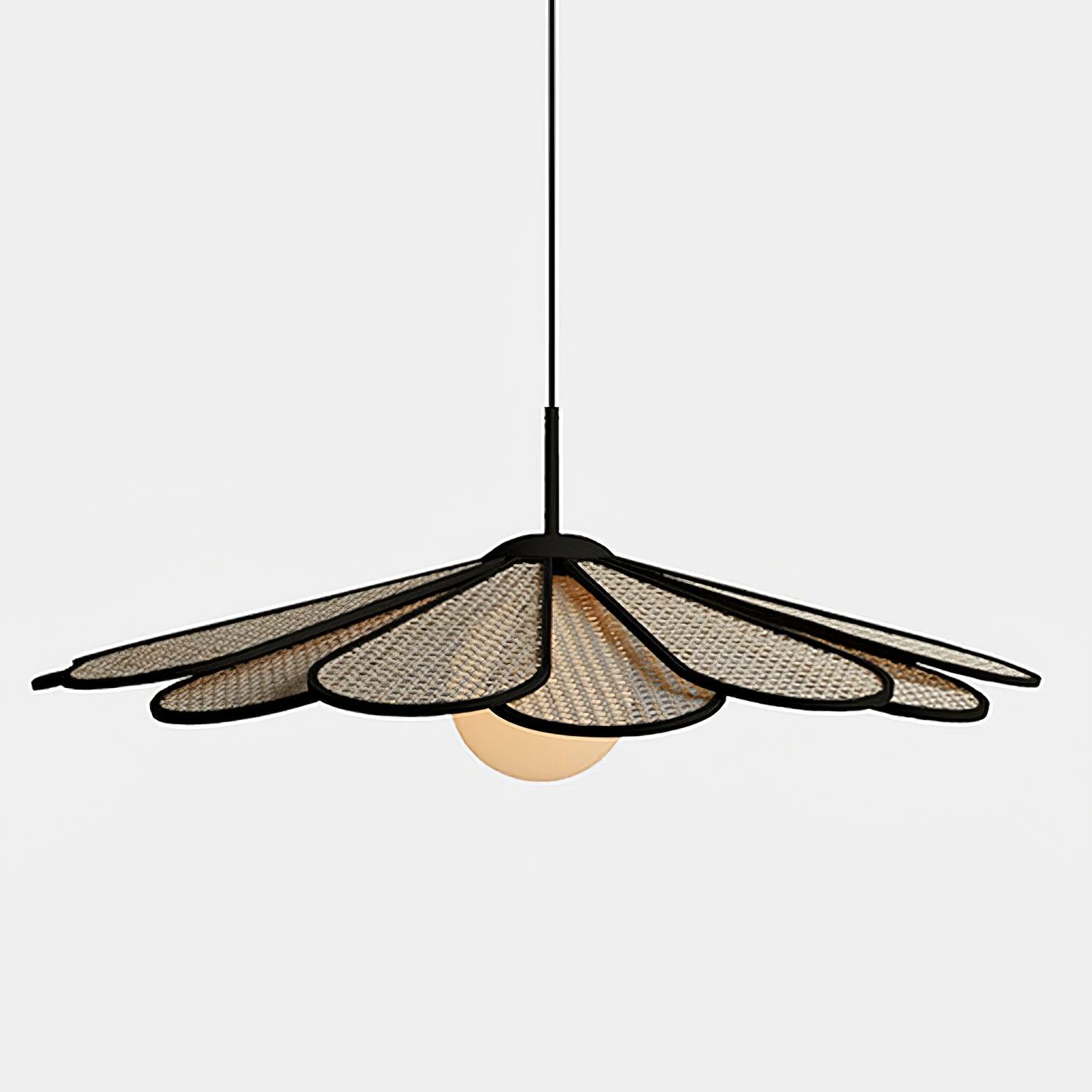 Pendant Lamp Rattan Petal Shade Metal Frame Tropical - Neutralighting